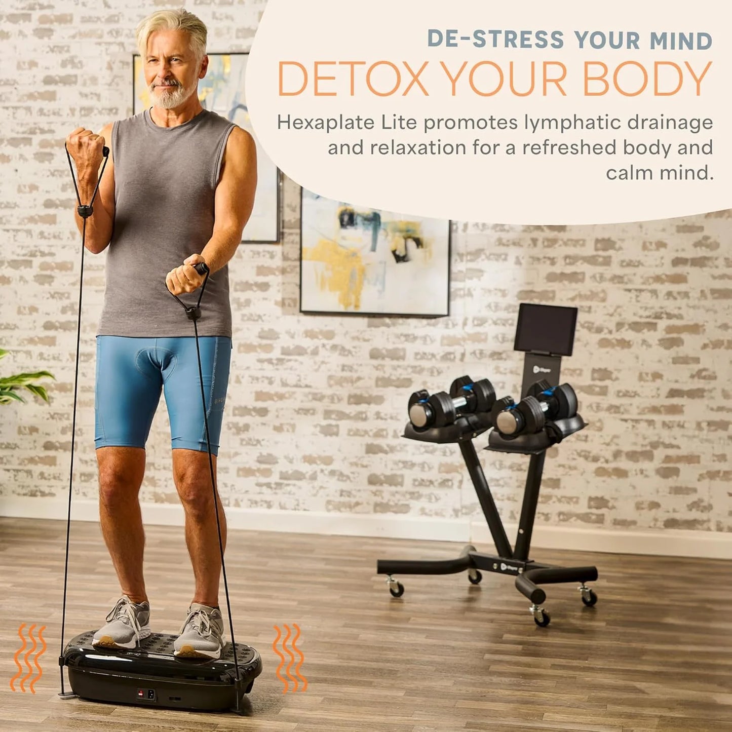 Hexaplate Lite Vibration Plate, 300W Full Body Workout with Remote and 10 Programs - Black