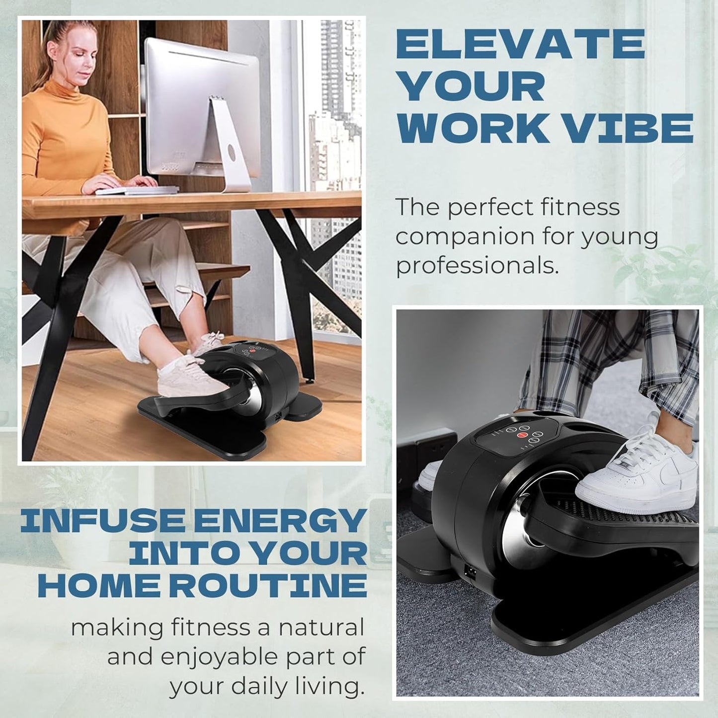 Under Desk Elliptical Machine/Portable Elliptical Ellipse Leg Exerciser for Seniors/Quiet Electric Foot Pedal Exerciser for Home with Remote Control