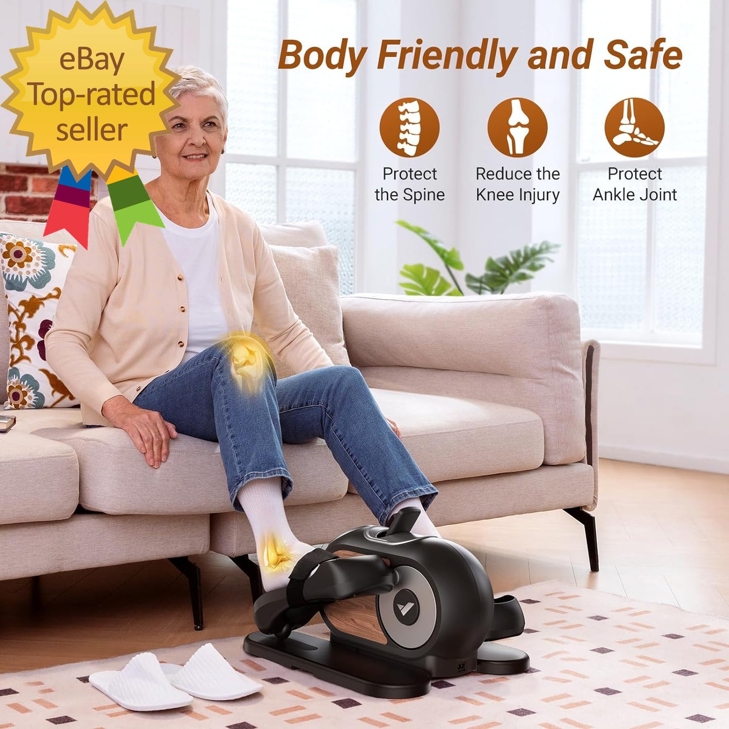 Under Desk Elliptical Ellipse Leg Exerciser Electric for Seniors