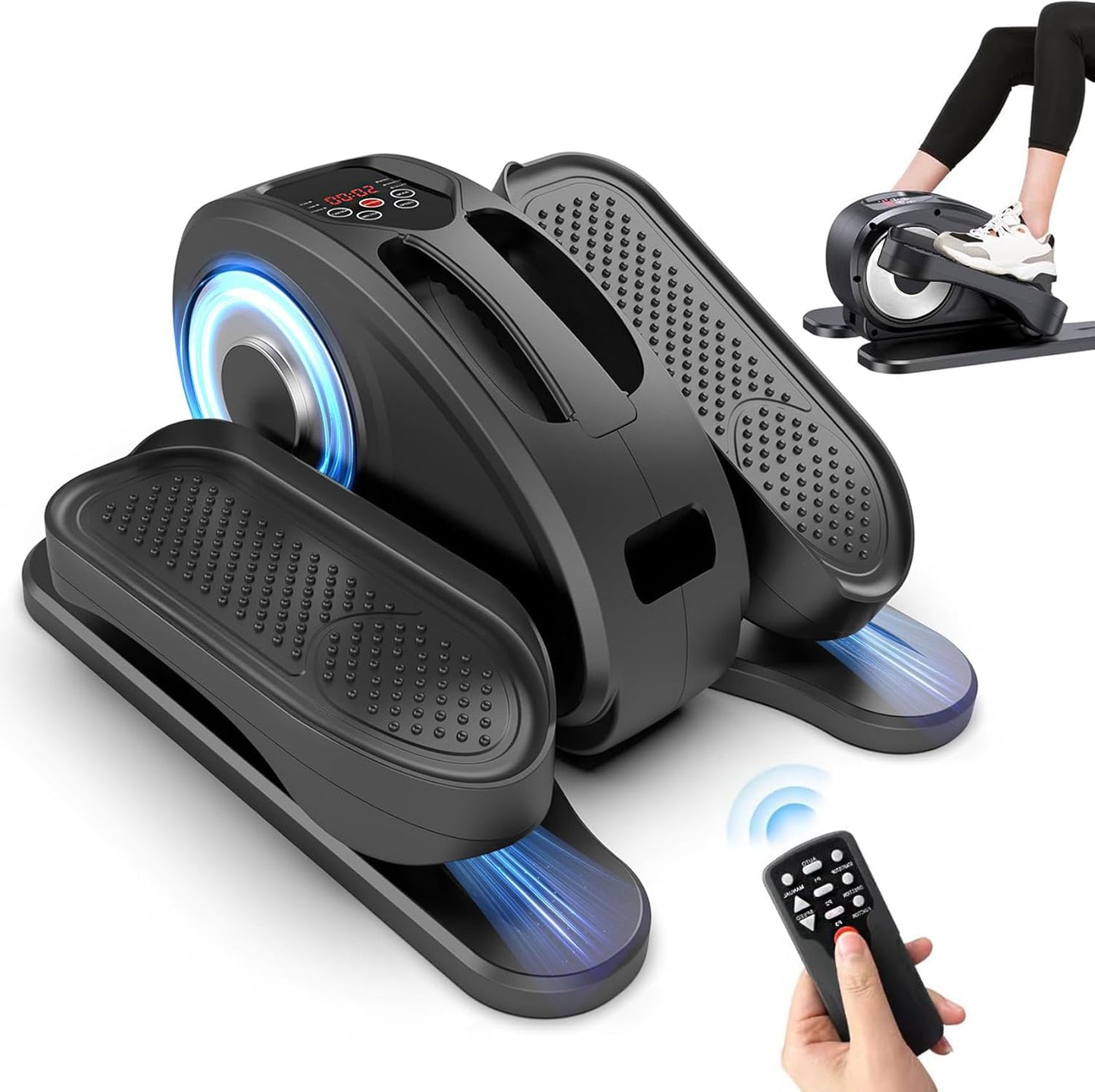 Under Desk Elliptical Machine/Portable Elliptical Ellipse Leg Exerciser for Seniors/Quiet Electric Foot Pedal Exerciser for Home with Remote Control