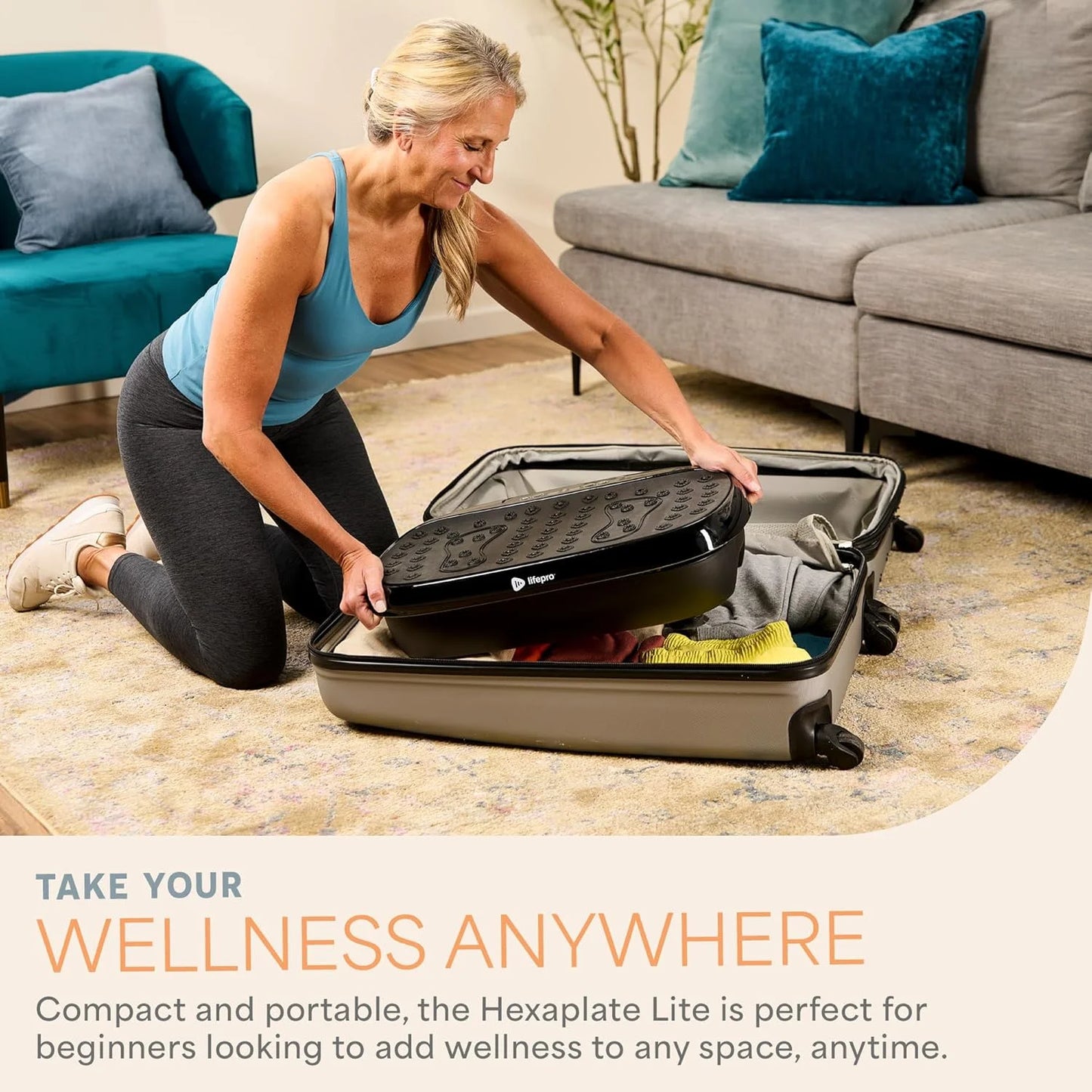 Hexaplate Lite Vibration Plate, 300W Full Body Workout with Remote and 10 Programs - Black