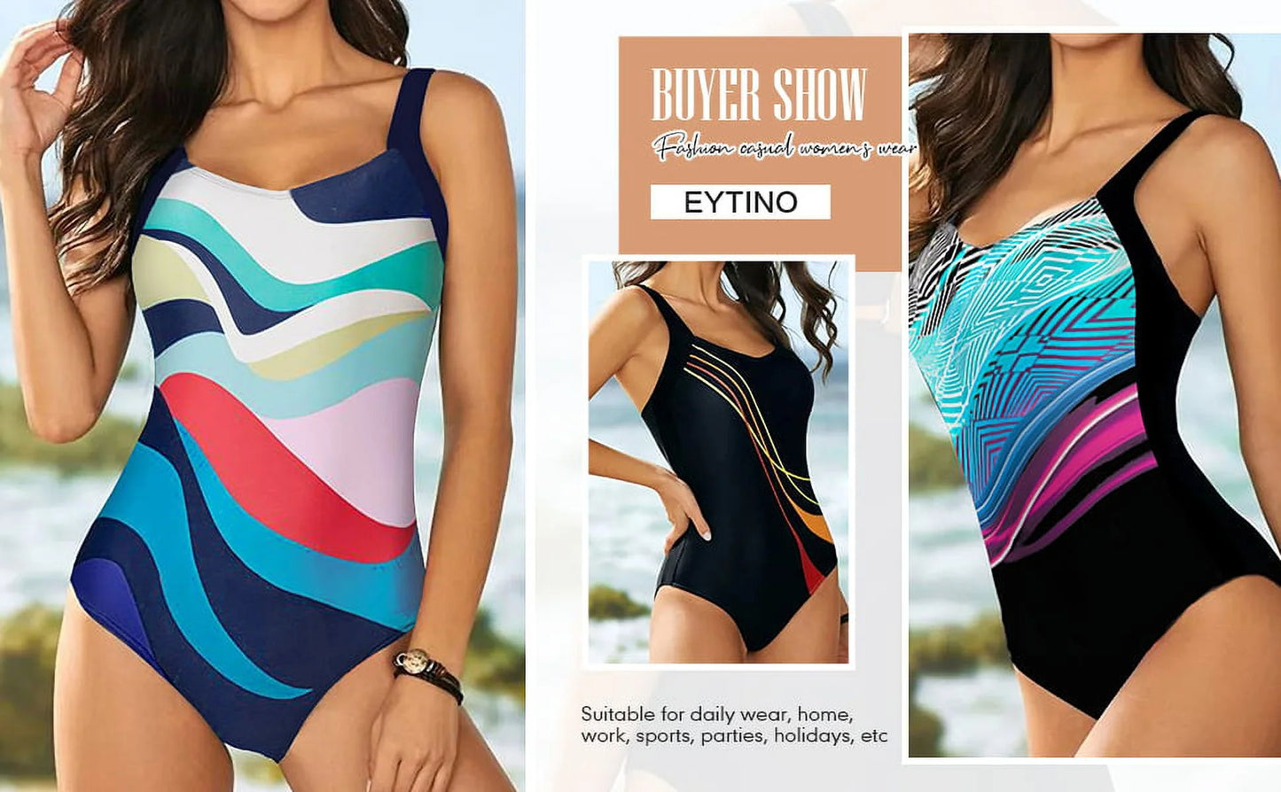 Womens One Piece Swimsuits Color Block Print Swimsuits Criss-Cross Back V Neck Bathing Suits Athletic Padded Athletic Training Swimwear Blue XL Female
