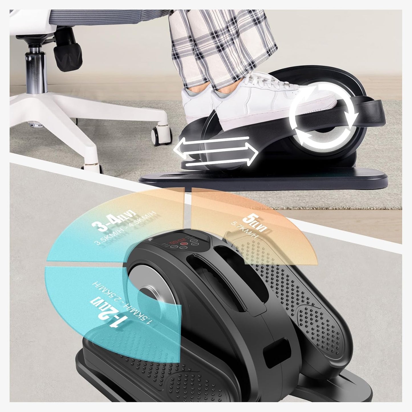 Under Desk Elliptical Machine/Portable Elliptical Ellipse Leg Exerciser for Seniors/Quiet Electric Foot Pedal Exerciser for Home with Remote Control