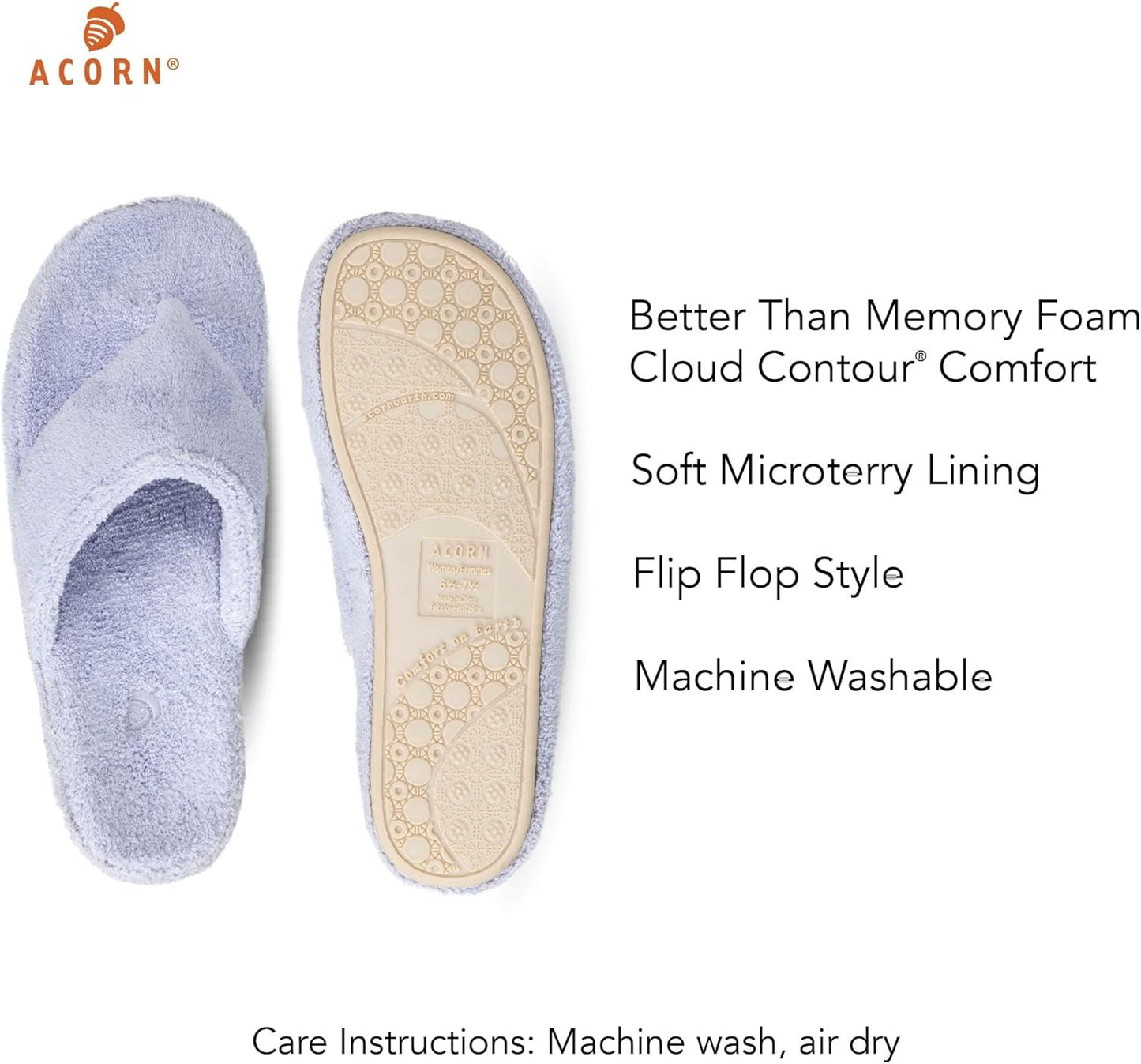 Women'S Spa Thong Slippers with Cloud Contour Comfort - Arch Support and Plush Fluffy Terry Lining, Perfect for Beach, Camping, Poolside, or Bathroom Wear