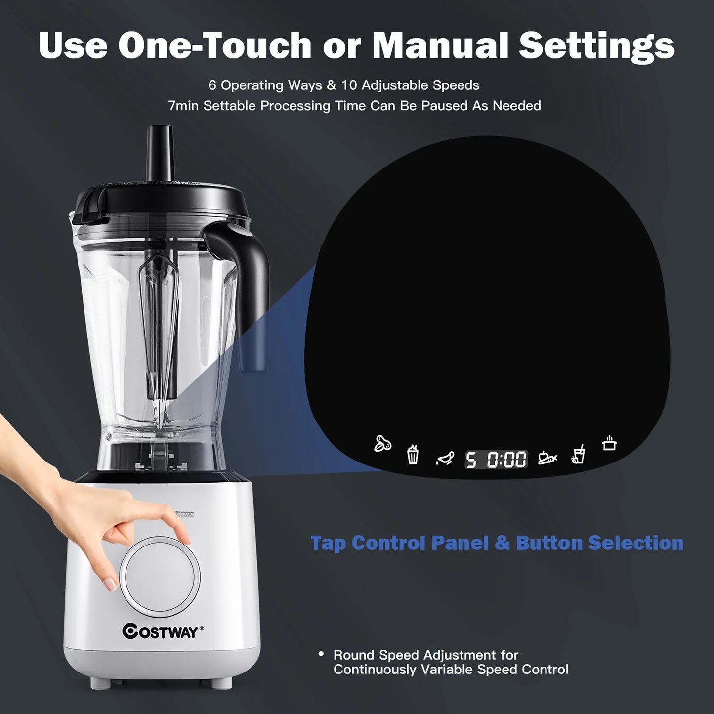 1500W Countertop Smoothies Blender 10 Speed W/ 6 Pre-Setting Programs