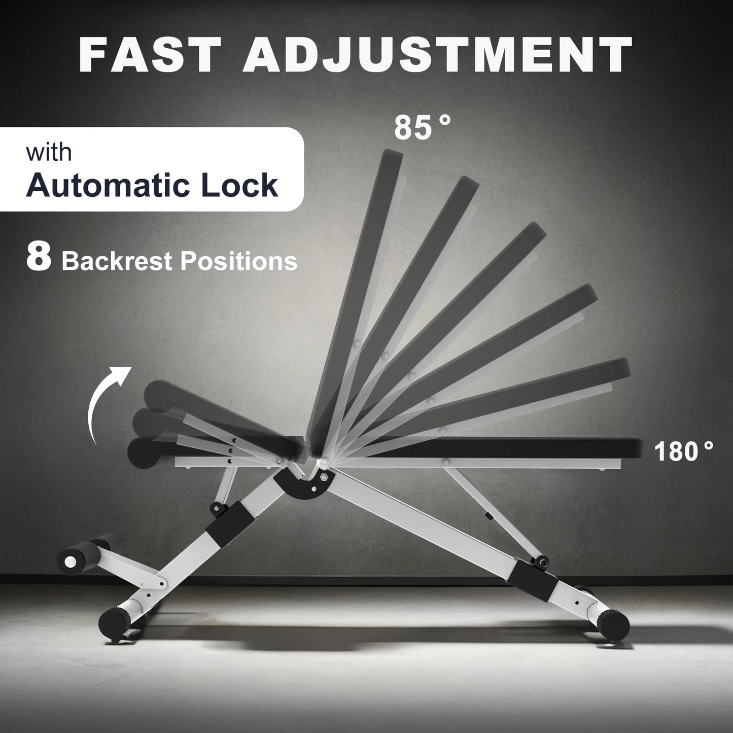 Adjustable Foldable Weight Bench Press, Home Gym Strength Training Exercise Workout Bench for Full Body