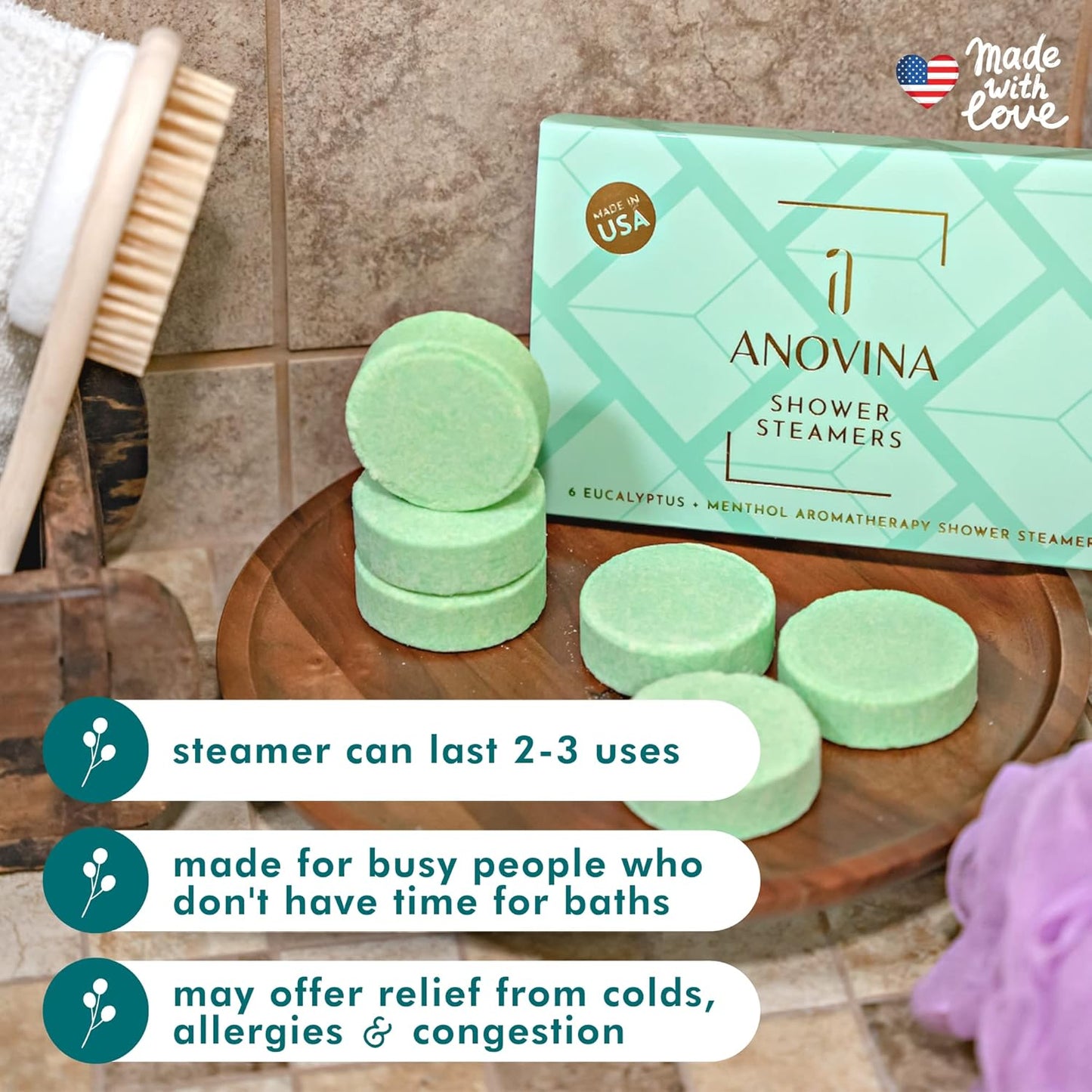 Eucalyptus & Menthol Shower Steamers β Aromatherapy Shower Tablets with Soothing Vapors β Made in USA β Shower Bomb Gift Set for Men & Women