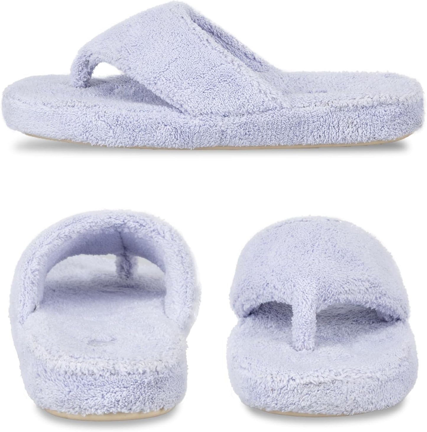 Women'S Spa Thong Slippers with Cloud Contour Comfort - Arch Support and Plush Fluffy Terry Lining, Perfect for Beach, Camping, Poolside, or Bathroom Wear