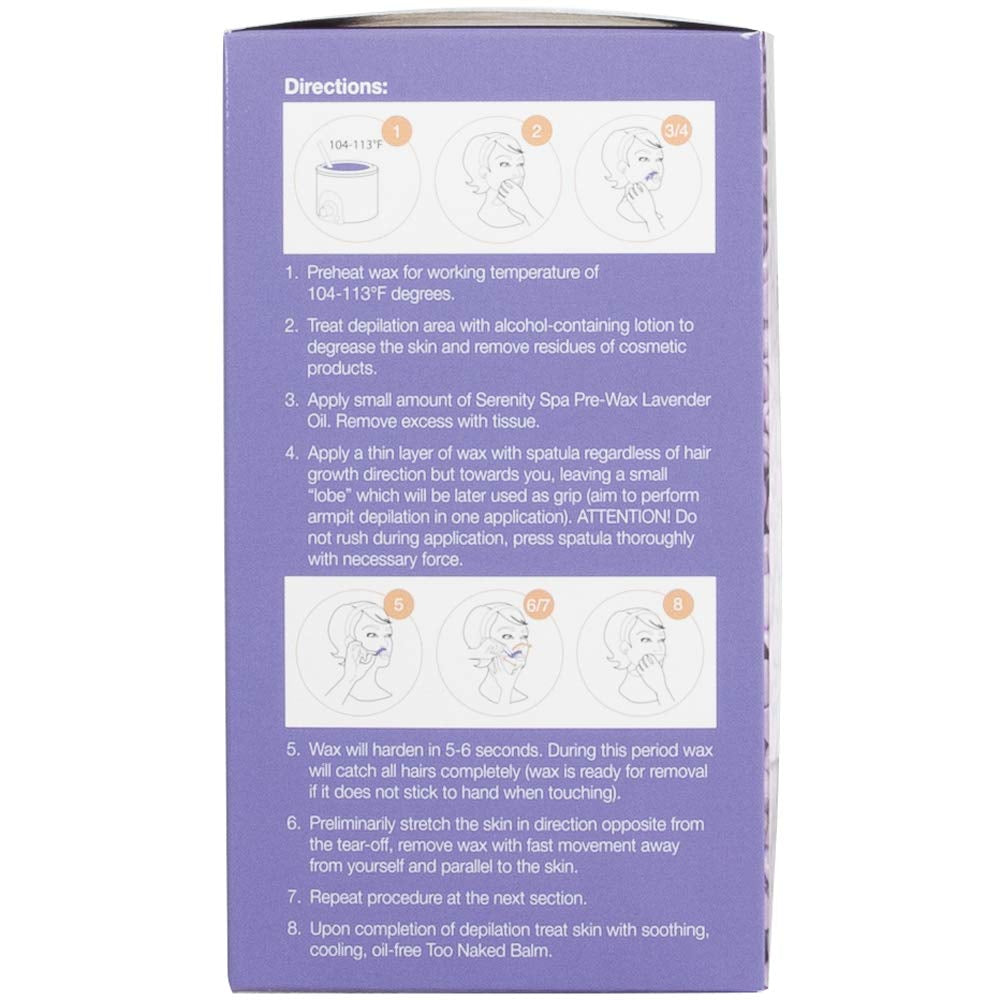 Too Naked Serenity Spa Lavender Strip-Free Wax Beads, Hair Removing Depilatory Wax Size 28.8 Ounces