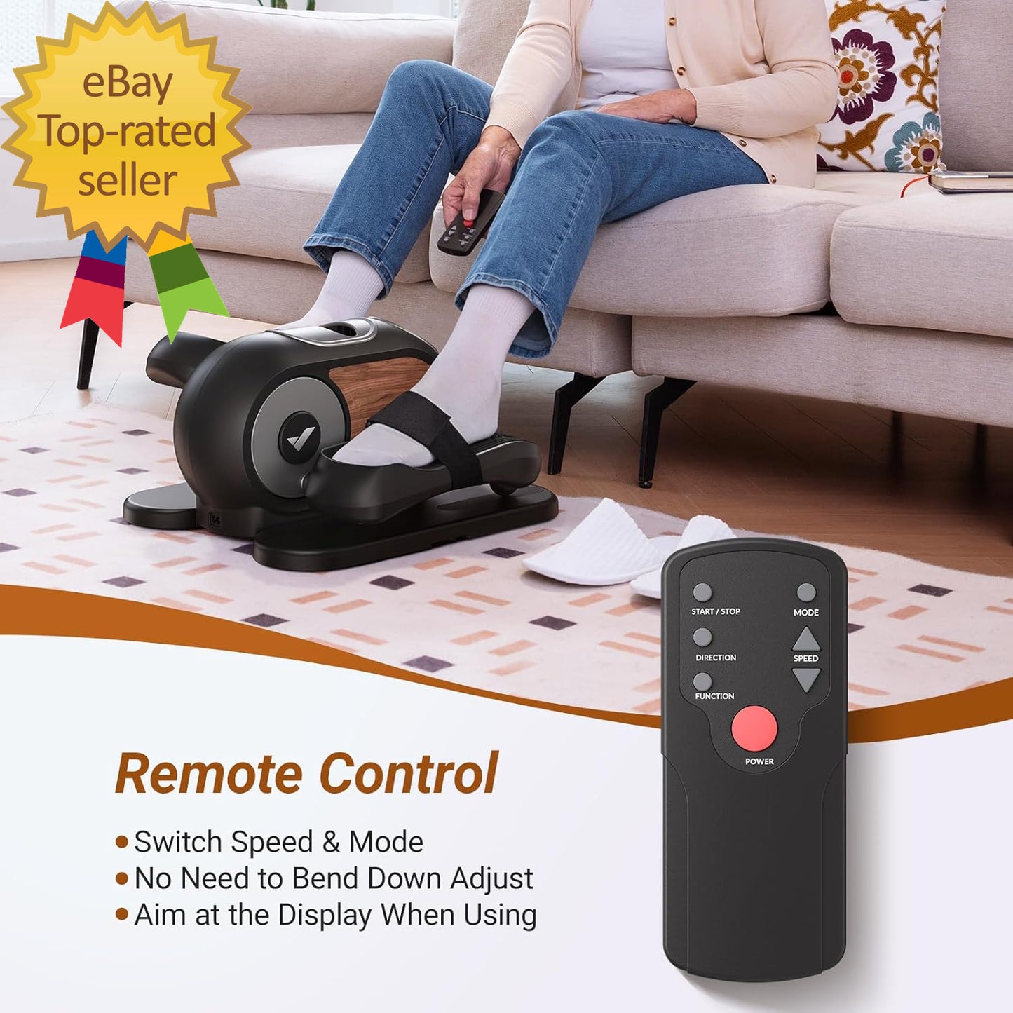 Under Desk Elliptical Ellipse Leg Exerciser Electric for Seniors