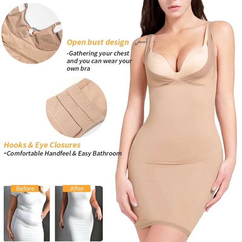 Women Slim Butt Lifter Waist Trainer under Dress Body Shaper Control Slips Underwear Corset Dress Sexy Shaperwear Stretch Fabric