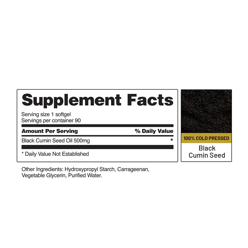 Black Seed Oil Gel Caps, 100% Cold Pressed, Dietary Supplements, 90 Count
