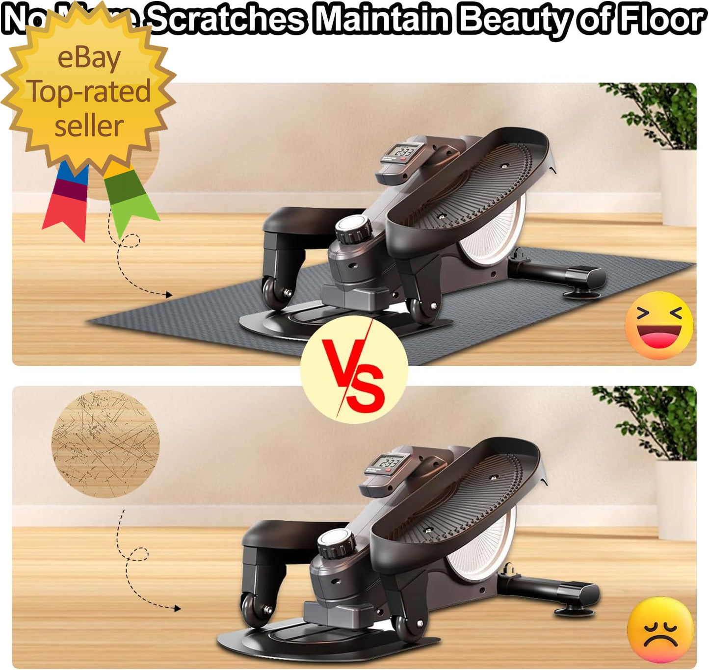 Non-Slip Mat for Ellipse Leg Exerciser Machine Apply to under Desk Elliptical