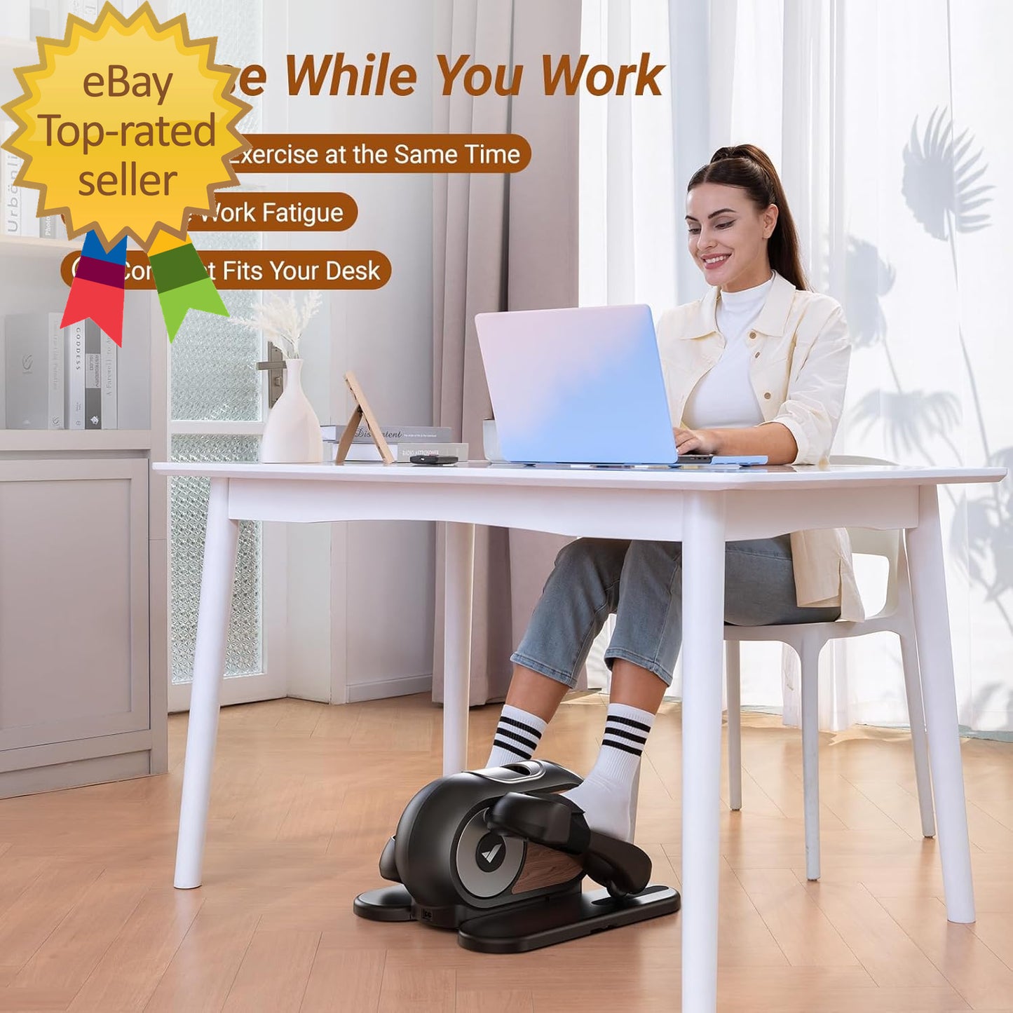 Under Desk Elliptical Ellipse Leg Exerciser Electric for Seniors
