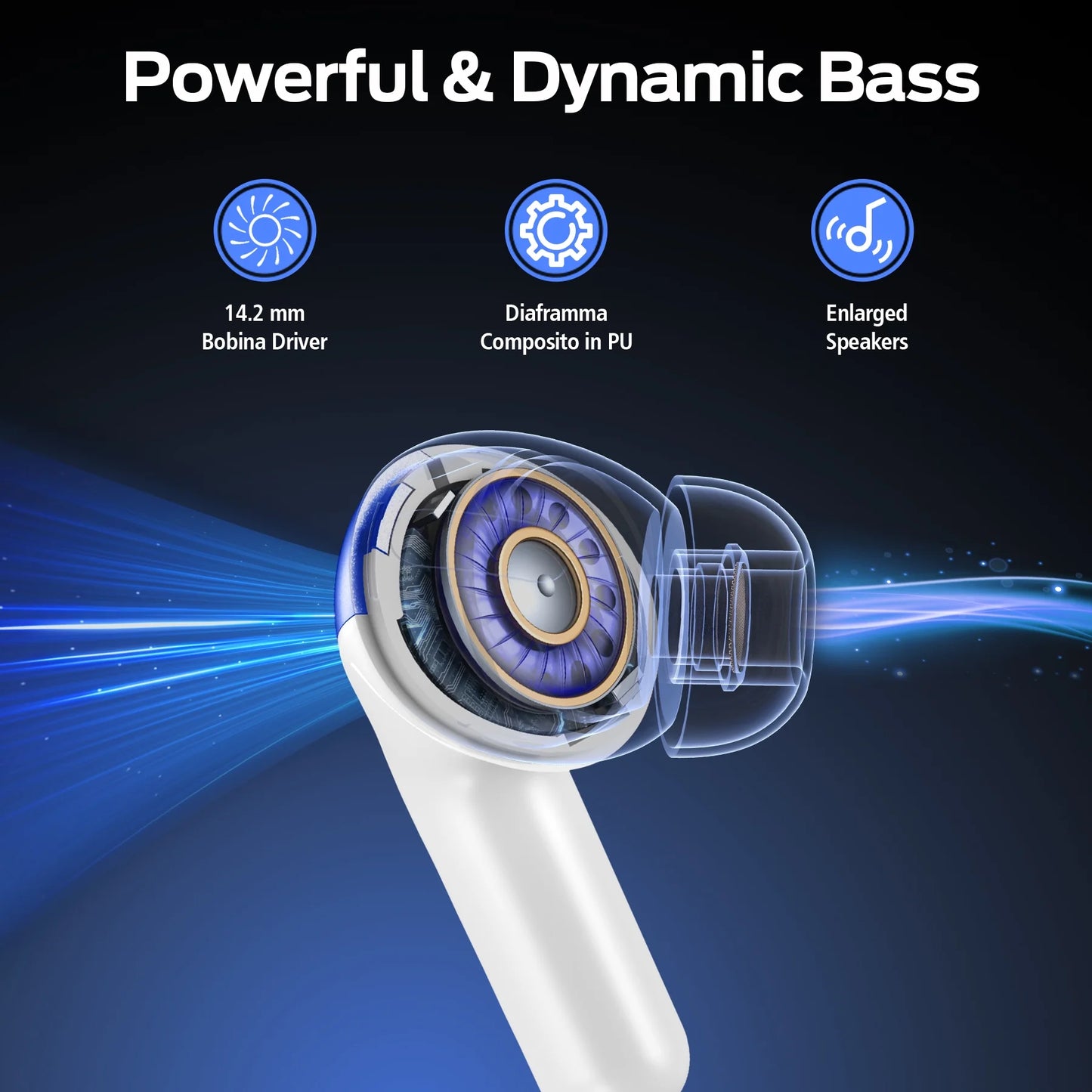VEATOOL Bluetooth Headphones True Wireless Earbuds 65H Playback Power Display Earphones with Wireless Charging Case IPX7 Waterproof In-Ear Earbuds with Mic for TV Smart Phone Computer Laptop