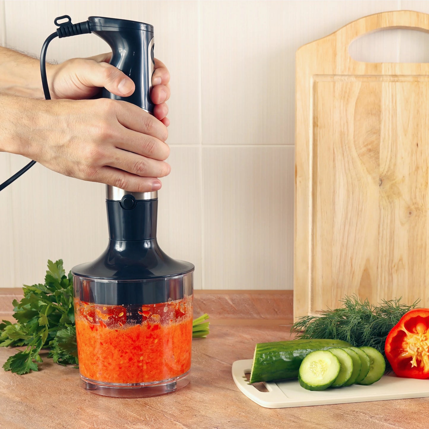 6-Speed 4-In-1 Immersion Hand Blender for Soups (Black)