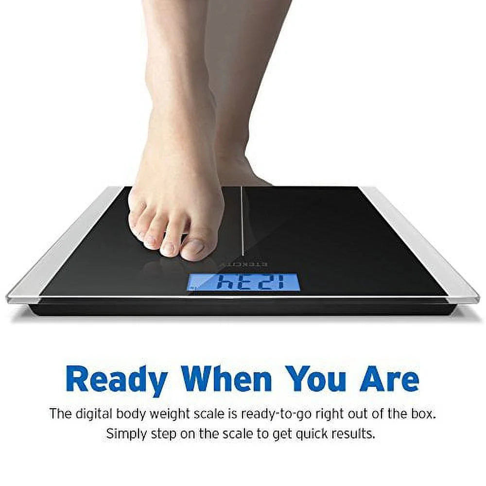 Digital Scale for Body Weight, 400 Lbs, Body Tape Measure Included, Black, EB9380H