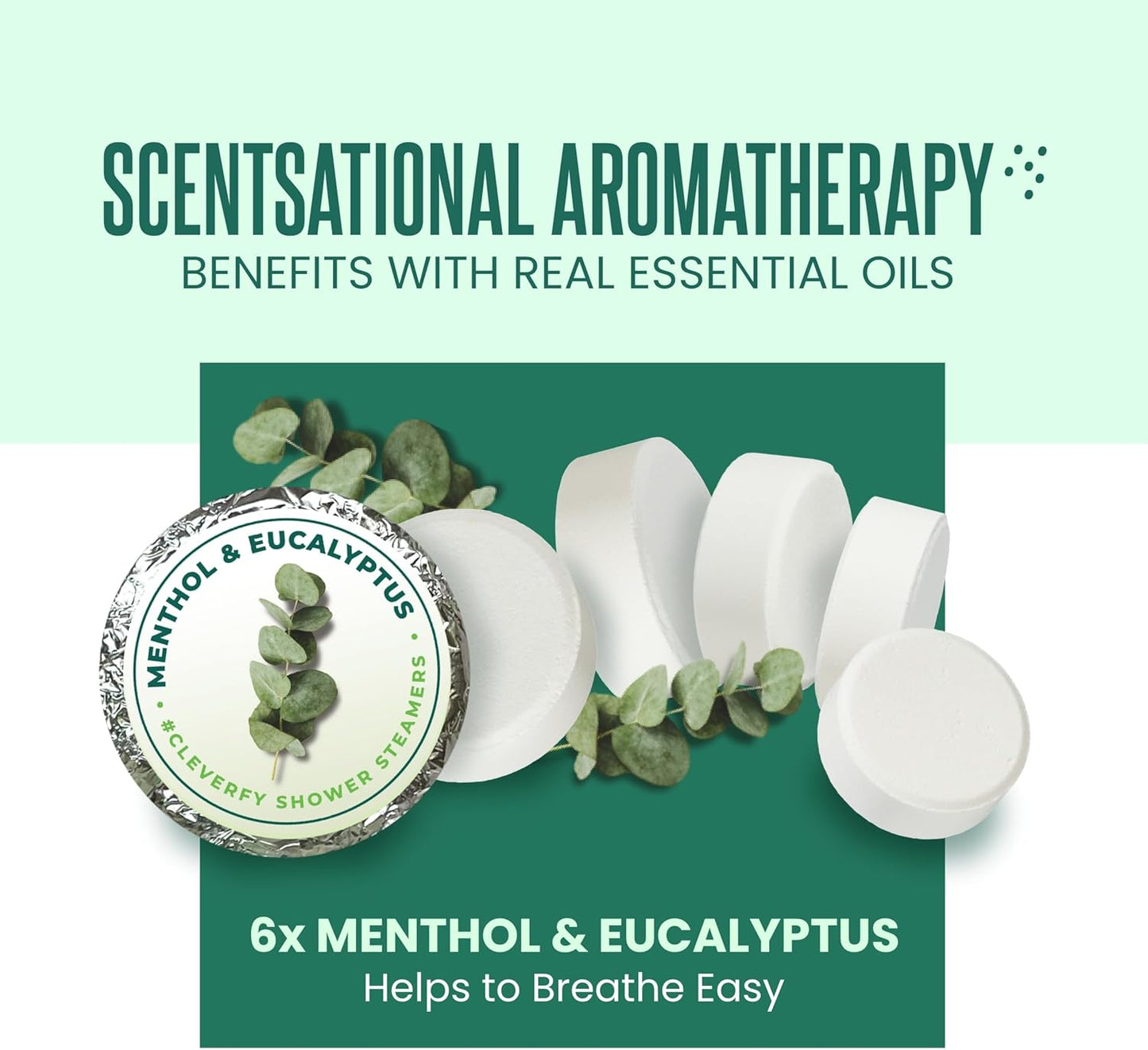 Eucalyptus for Shower Steamers Aromatherapy – Self-Care Shower Bombs for Sinus Relief and Nasal Congestion – 6 Tablets