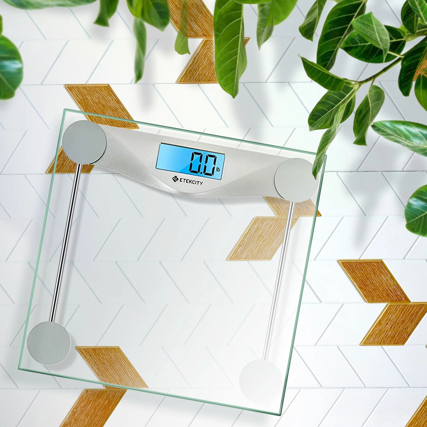 Scale for Weight, 400Lb Capacity Bathroom Scale with LCD Display, Silver, EB4074C