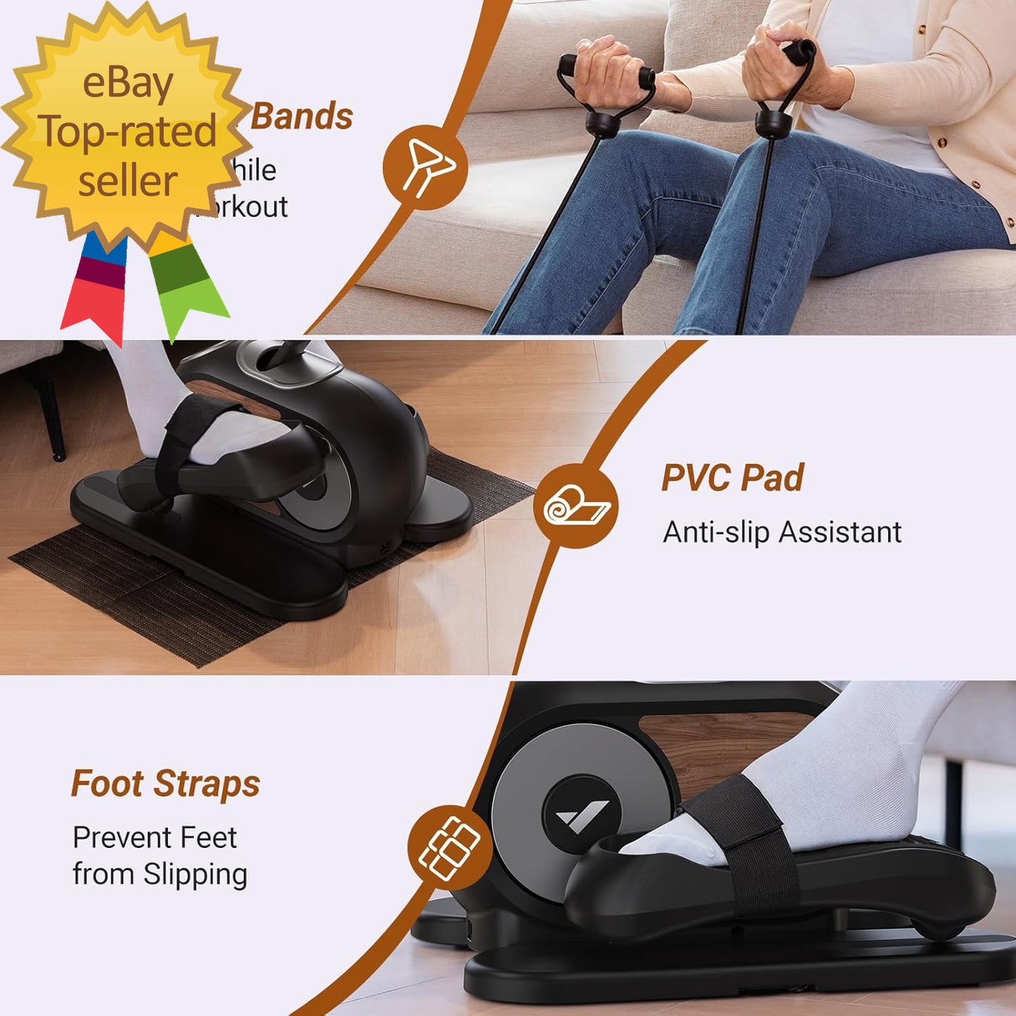 Under Desk Elliptical Ellipse Leg Exerciser Electric for Seniors