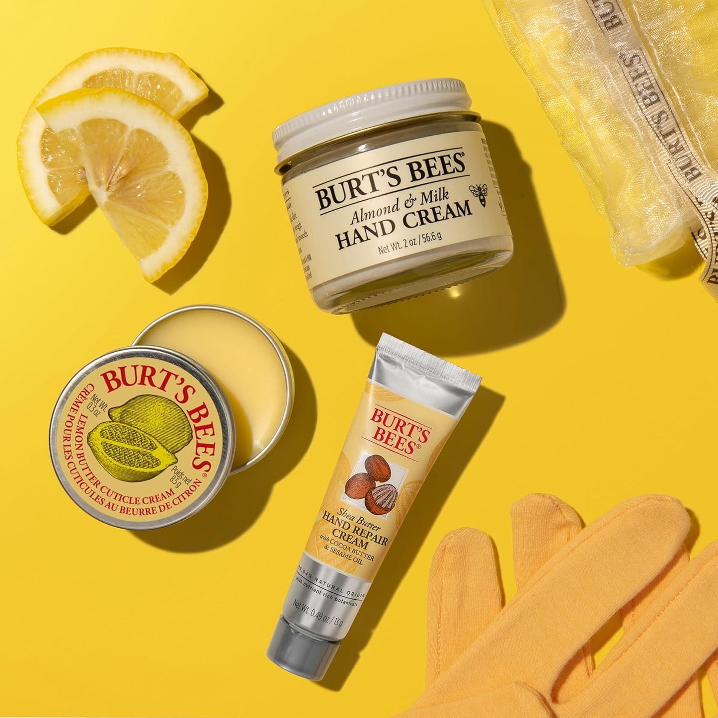 Back to School Gift Ideas - Hand Repair Set, 3 Hand Creams plus Gloves - Almond Milk, Lemon Butter Cuticle Cream, Shea Butter Repair