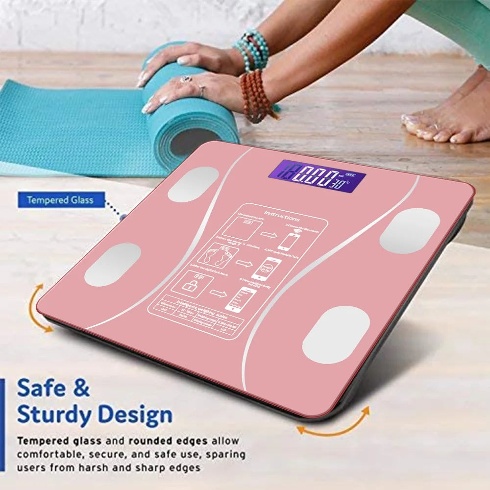 Bluetooth Smart Bathroom Scales for Body Weight Digital Scale Body Fat BMI Scale,Auto Body Composition Analyzer with Smartphone App,Best Fitness Weight Loss Scale Health Monitor-Rose Gold