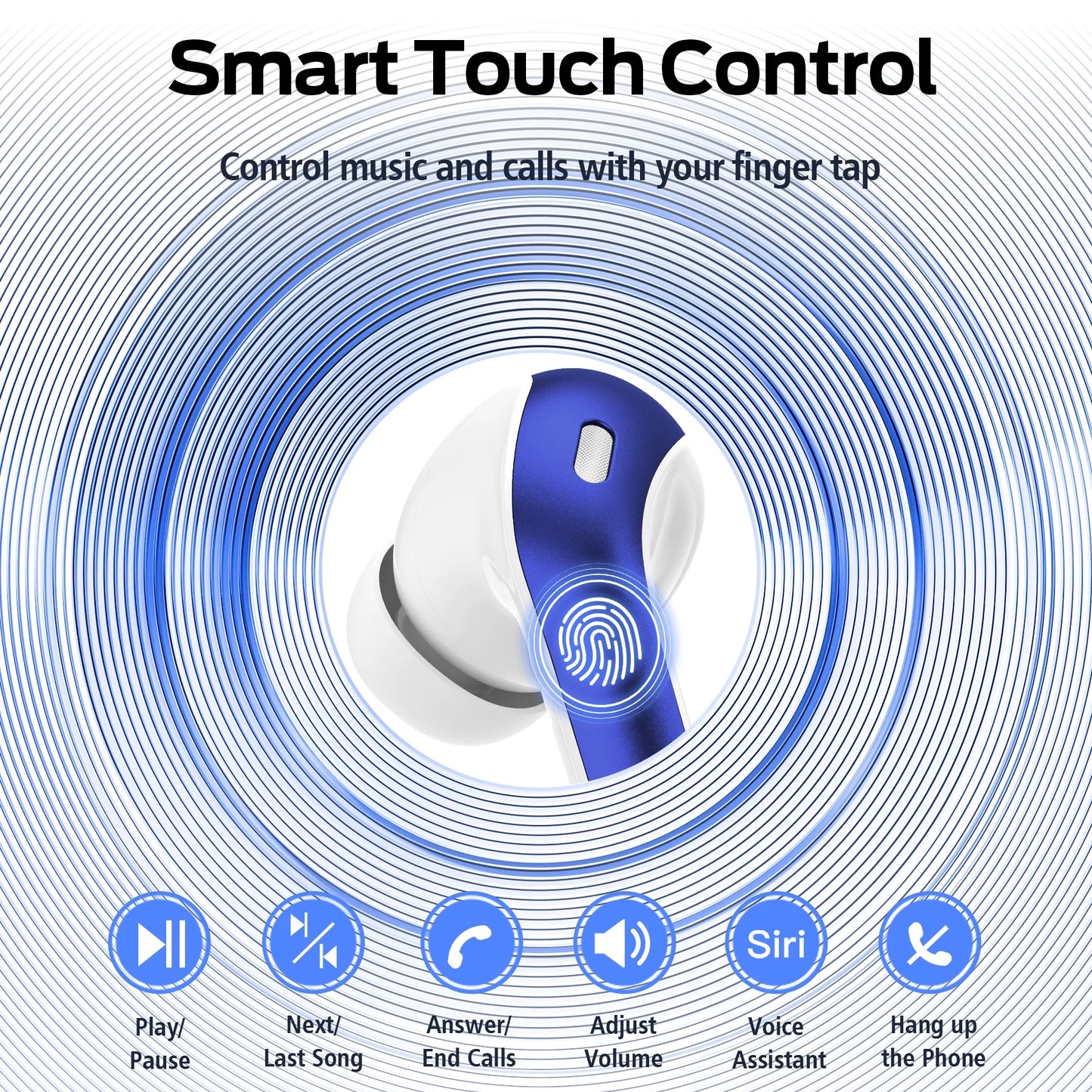 VEATOOL Bluetooth Headphones True Wireless Earbuds 65H Playback Power Display Earphones with Wireless Charging Case IPX7 Waterproof In-Ear Earbuds with Mic for TV Smart Phone Computer Laptop