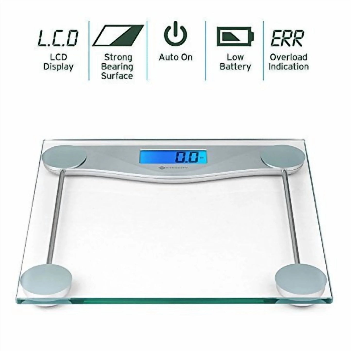 Scale for Weight, 400Lb Capacity Bathroom Scale with LCD Display, Silver, EB4074C