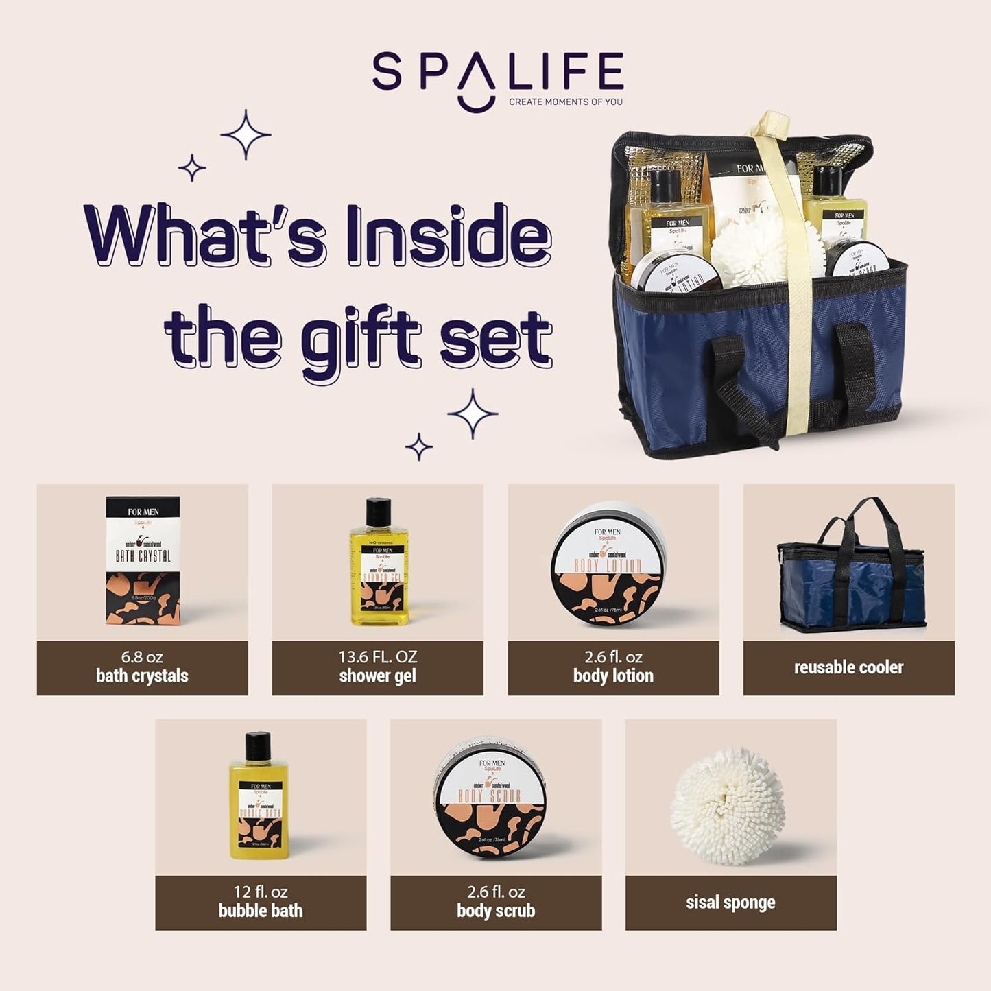 Men'S Sandalwood Luxury Spa Skincare Set - Complete Care Kit for Rugged Revitalization, Exfoliating Scrub - Bath and Body Collection for Cleansing, Moisturizing, and Rejuvenation
