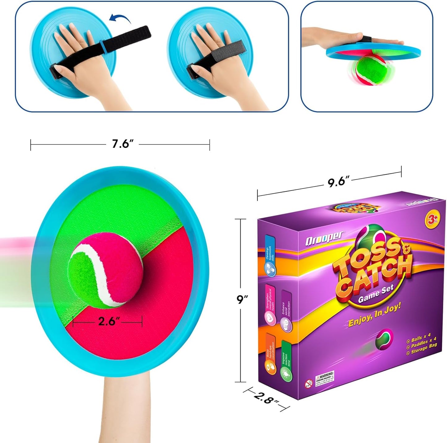 Kids Toys Toss and Catch Game Set Beach Pool Toys for Kids Ages 3-4 5-7 8-12, outside Yard Camping Outdoor Games for 3 4 5 6 7 8 Year Old Boys Girls Birthday Gift Family Vacation Essentials