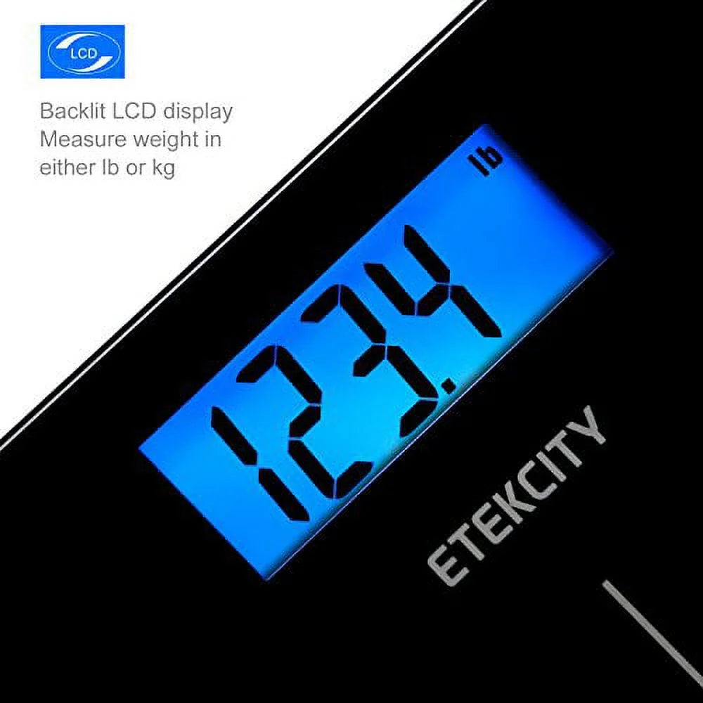 Digital Scale for Body Weight, 400 Lbs, Body Tape Measure Included, Black, EB9380H
