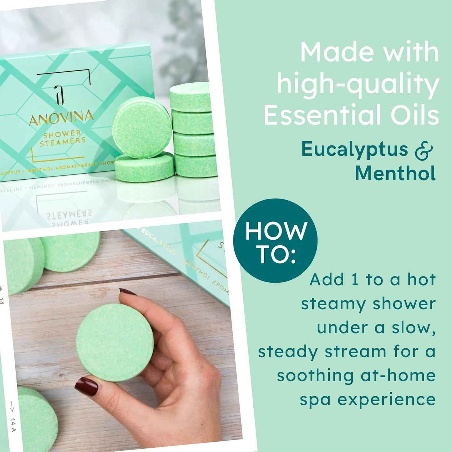 Eucalyptus & Menthol Shower Steamers β Aromatherapy Shower Tablets with Soothing Vapors β Made in USA β Shower Bomb Gift Set for Men & Women