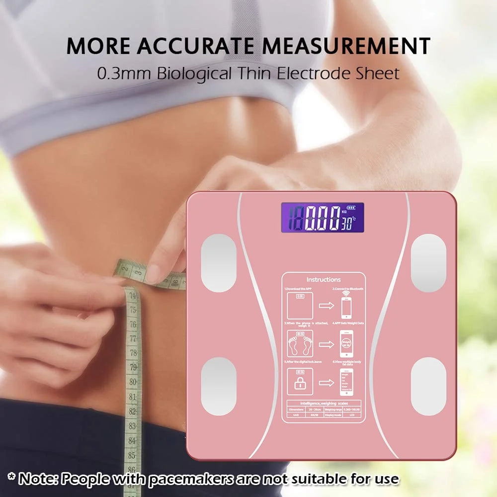 Bluetooth Smart Bathroom Scales for Body Weight Digital Scale Body Fat BMI Scale,Auto Body Composition Analyzer with Smartphone App,Best Fitness Weight Loss Scale Health Monitor-Rose Gold