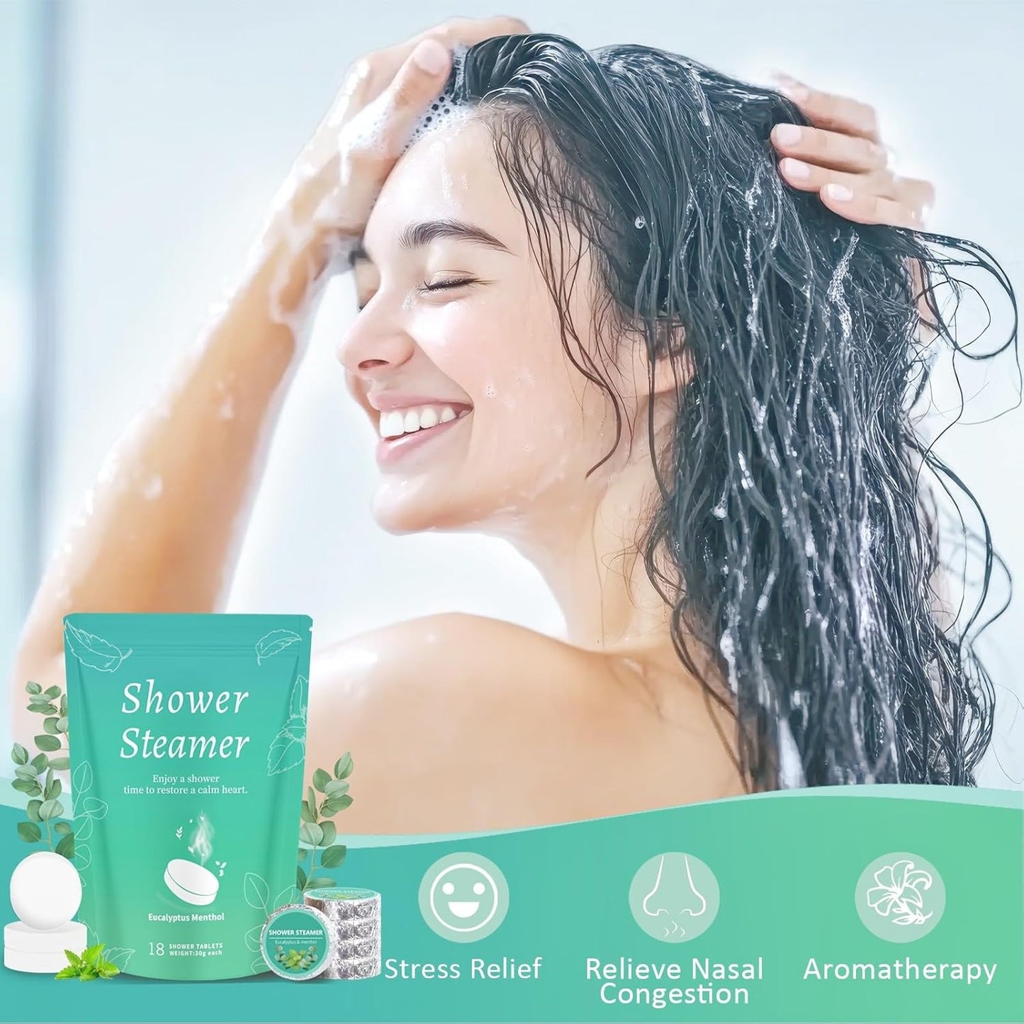 Eucalyptus Shower Steamer 18 Pack - Relaxation & Self Care Gifts for Women & Men, Shower Steamers for Sinus Relief with Eucalyptus and Menthol