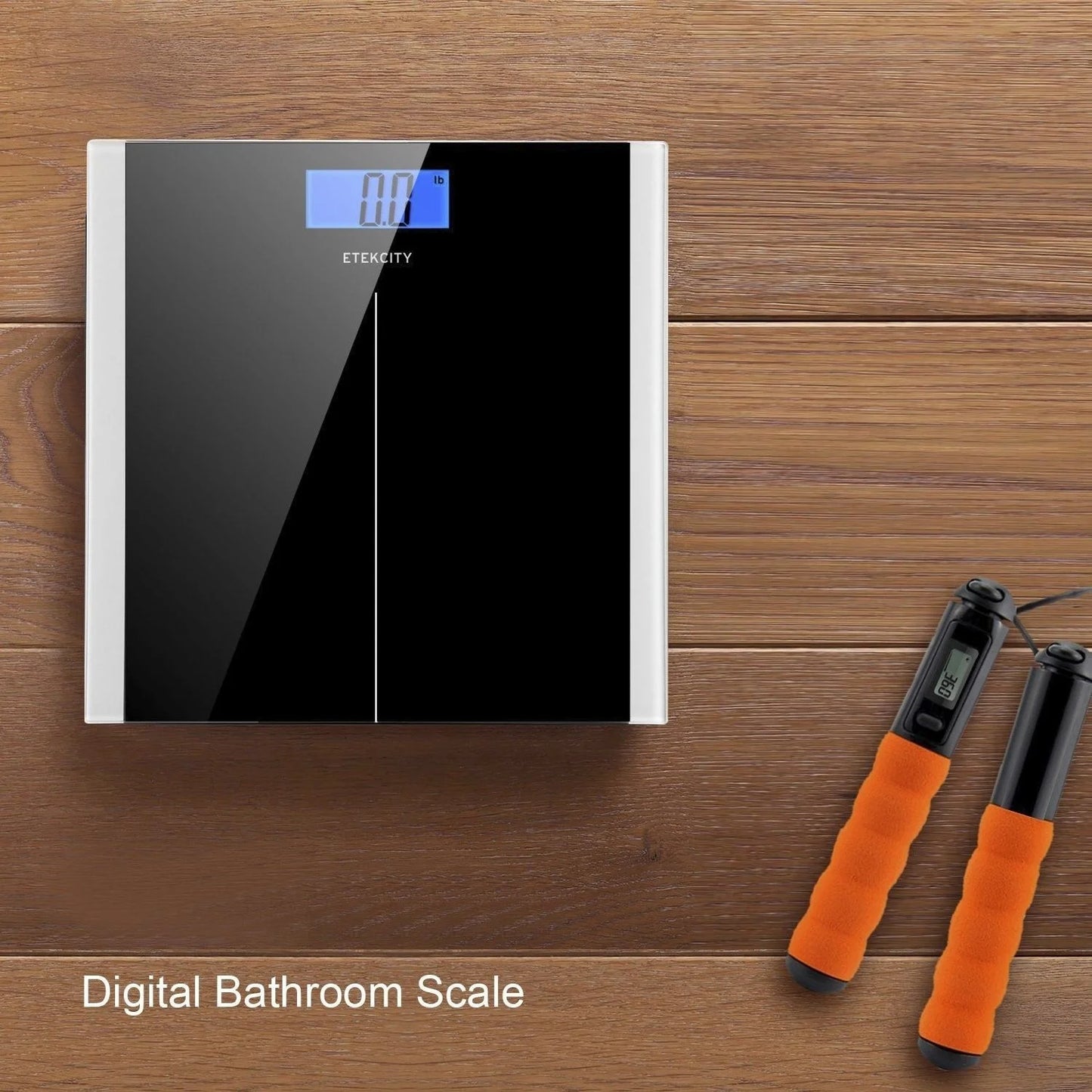 Digital Scale for Body Weight, 400 Lbs, Body Tape Measure Included, Black, EB9380H