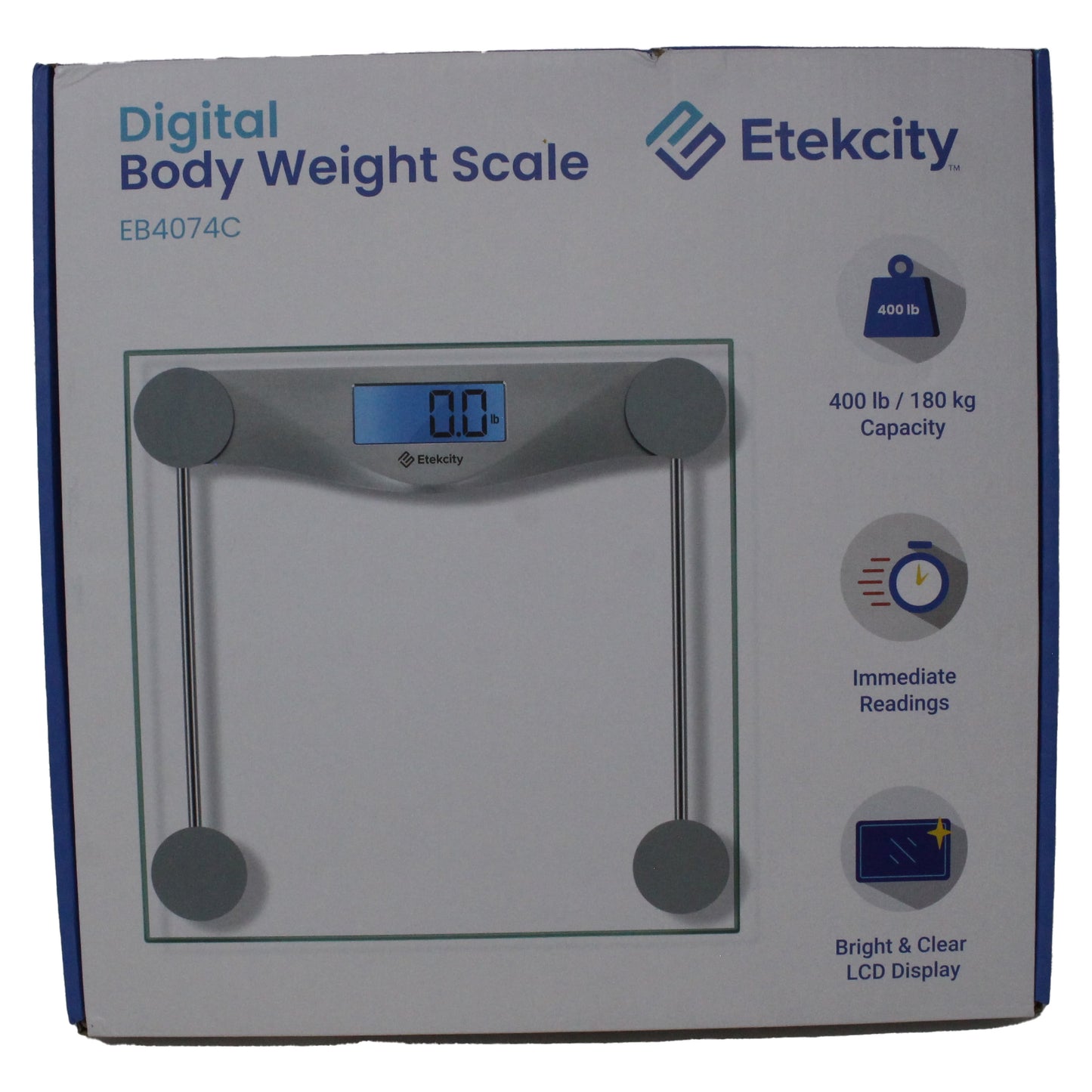 Scale for Weight, 400Lb Capacity Bathroom Scale with LCD Display, Silver, EB4074C