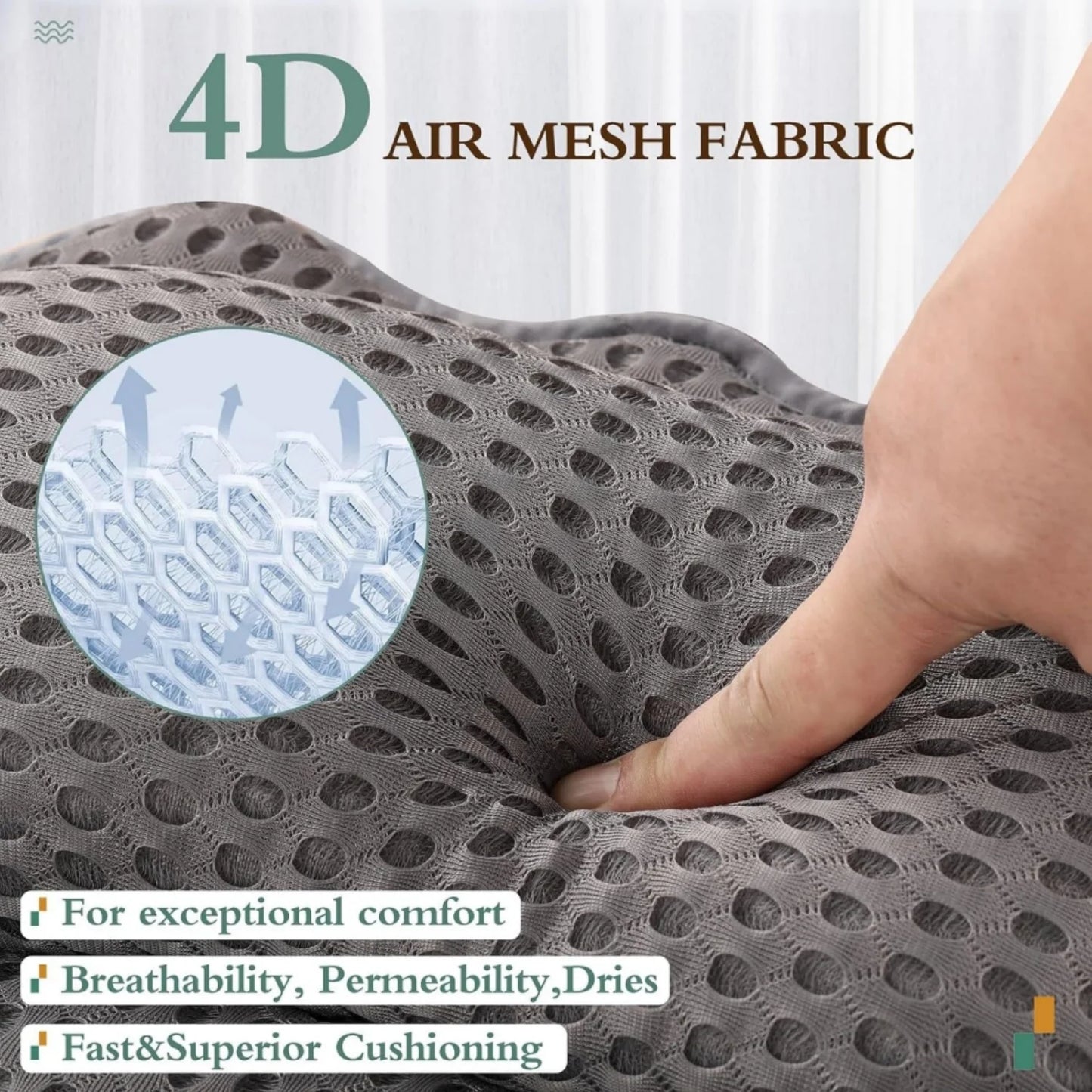 Luxury Bath Pillow Tub Spa Pillow with 4D Breathable Mesh and Non-Slip Suction Cup, Black Bath Mat Pillow for Head