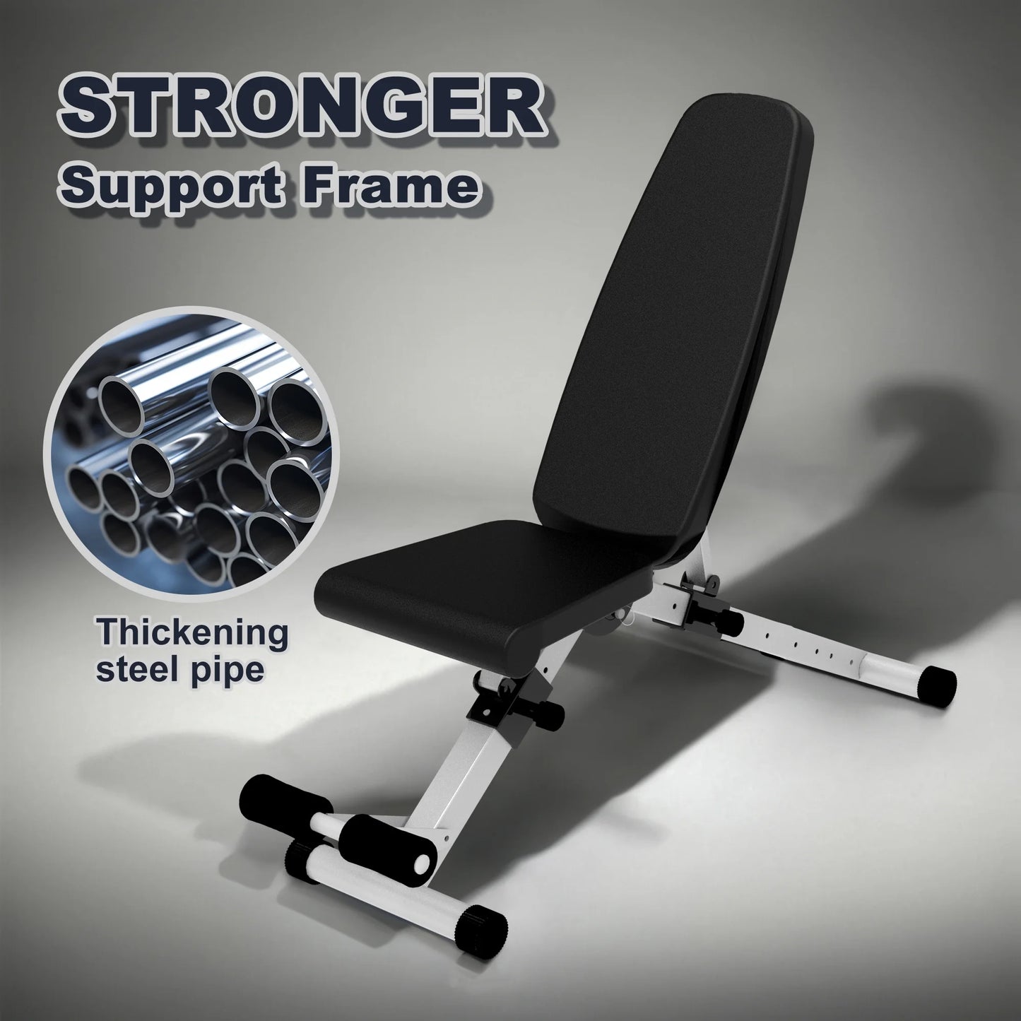 Adjustable Foldable Weight Bench Press, Home Gym Strength Training Exercise Workout Bench for Full Body
