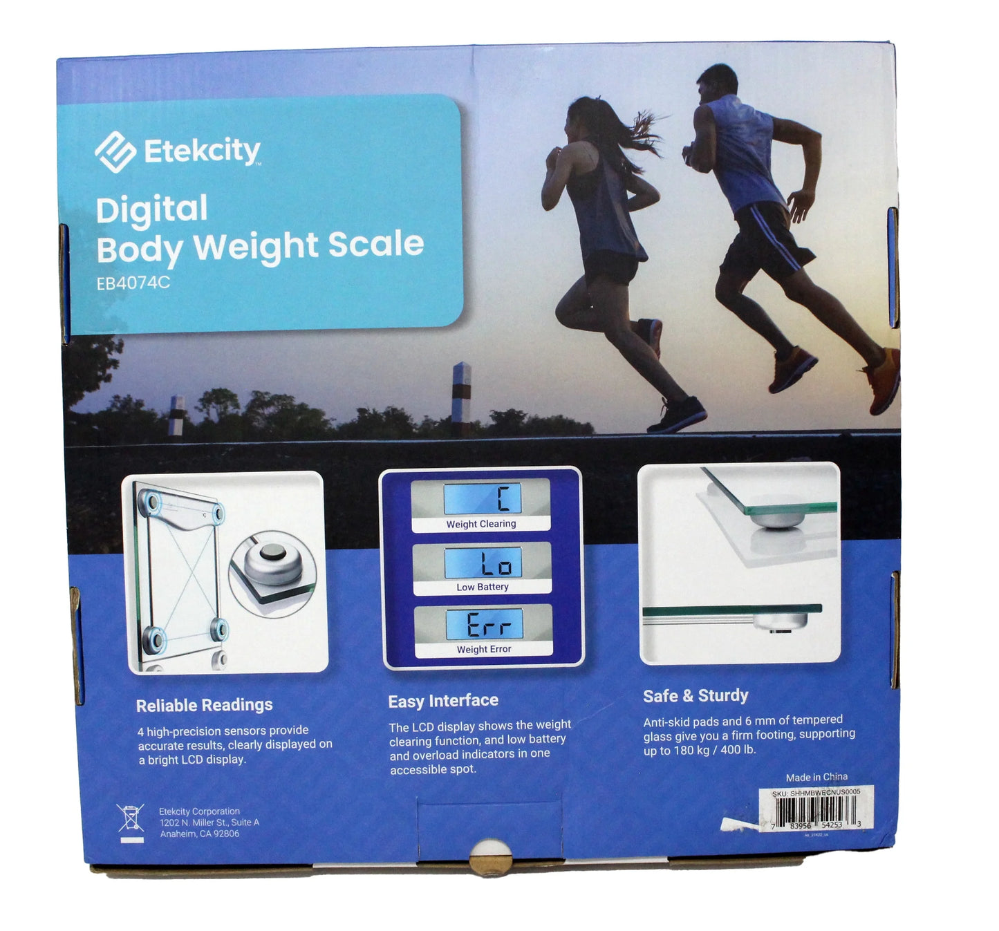 Scale for Weight, 400Lb Capacity Bathroom Scale with LCD Display, Silver, EB4074C