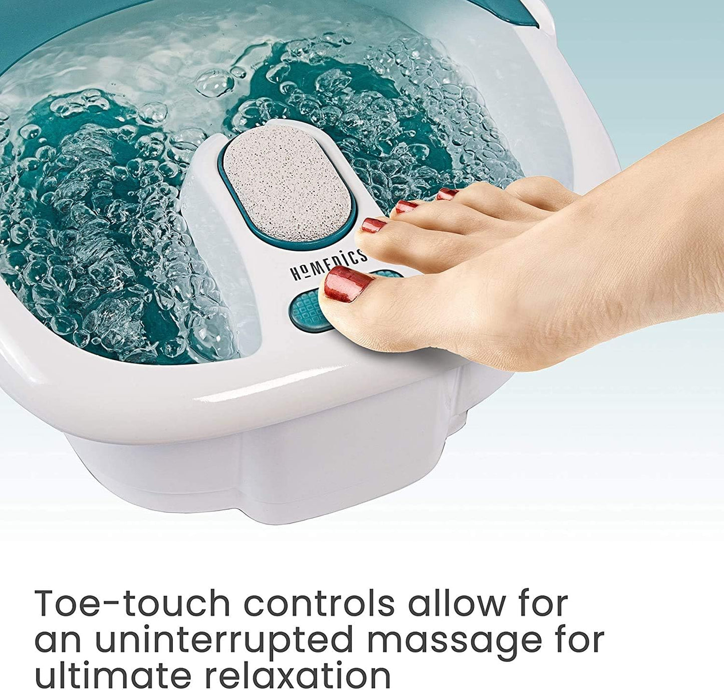 Bubble Elite Foot Spa Massager with Heat Boost, 2-In-1 Removable Pedicure Center, Toe-Touch Control, Easy Tote Handle with Splash Guard