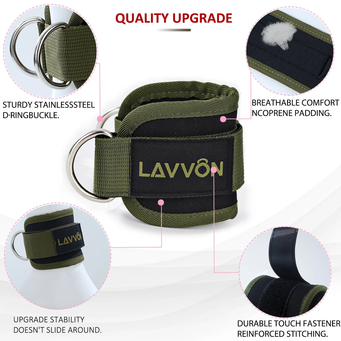 Squat Pad Set - Foam Barbell Pad for Squats Cushion, Lunges & Bar Padding for Hip Thrusts - Standard Weight Bar Pad - with Ankle Straps, Wrist Straps for Weightlifting