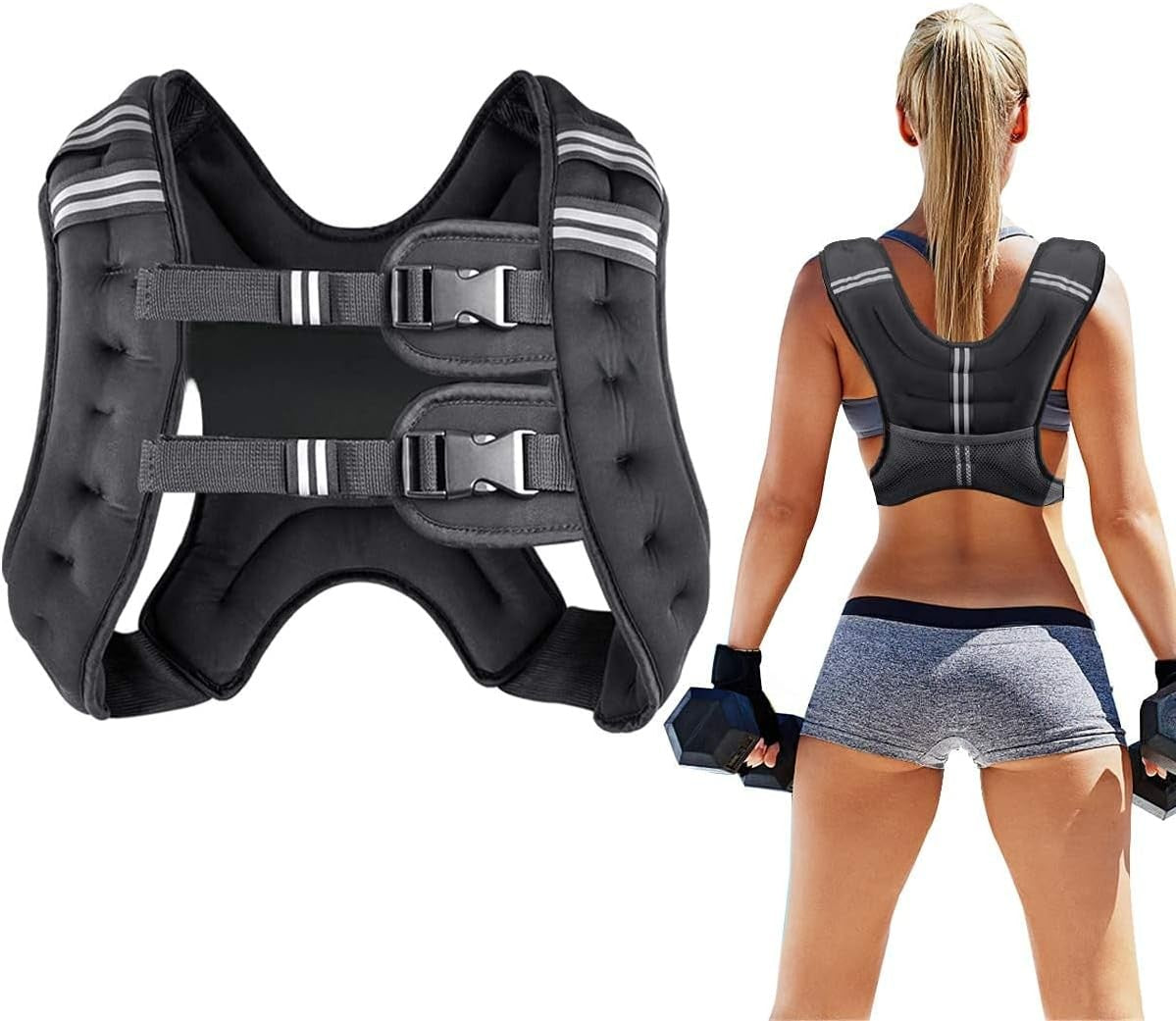 Prodigen Weighted Vest for Women and Men 8 12 16 20 25 30 Lbs 8Lbs, Black