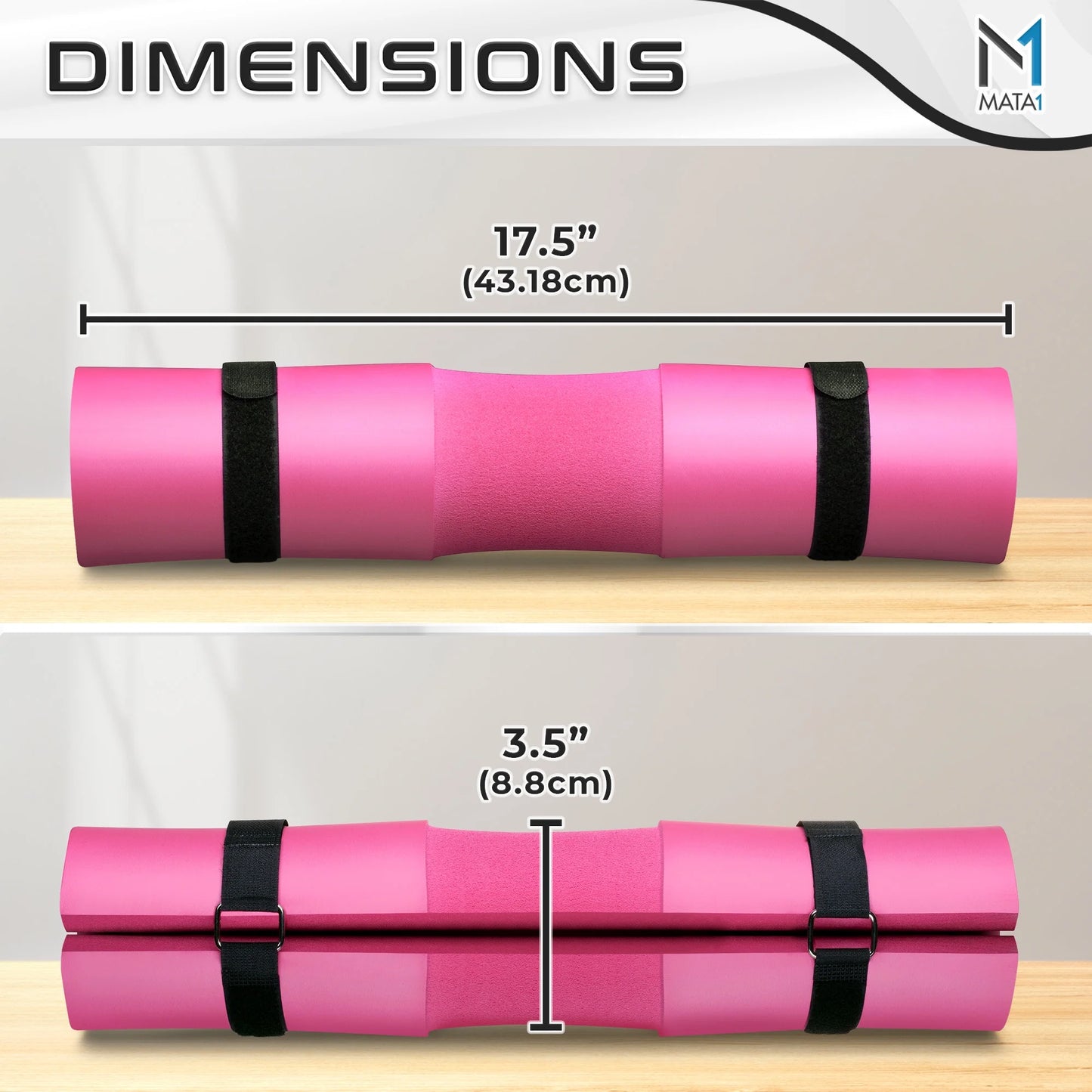 Gym Foam Barbell Pad for Hip Thrust, Squat & Lunges, Pink 17X3.5 Inch by -Usa