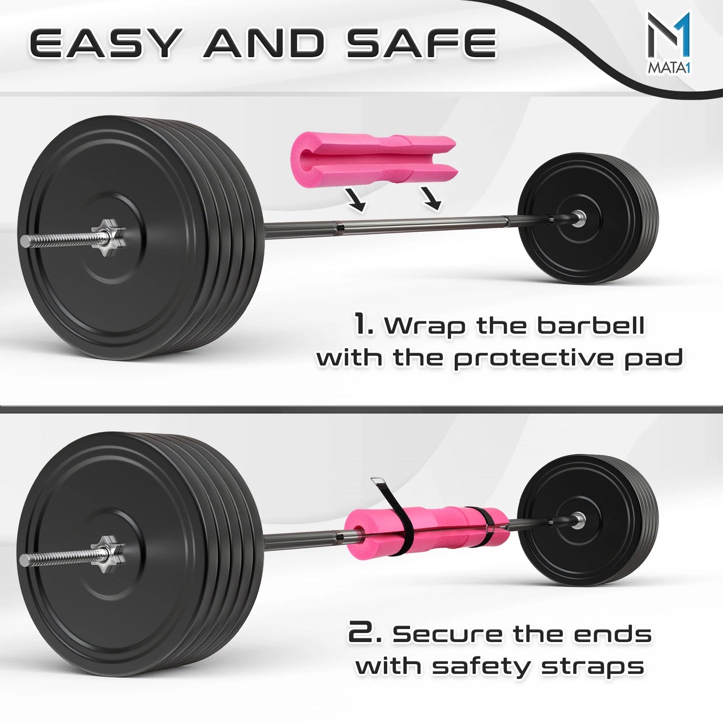 Gym Foam Barbell Pad for Hip Thrust, Squat & Lunges, Pink 17X3.5 Inch by -Usa