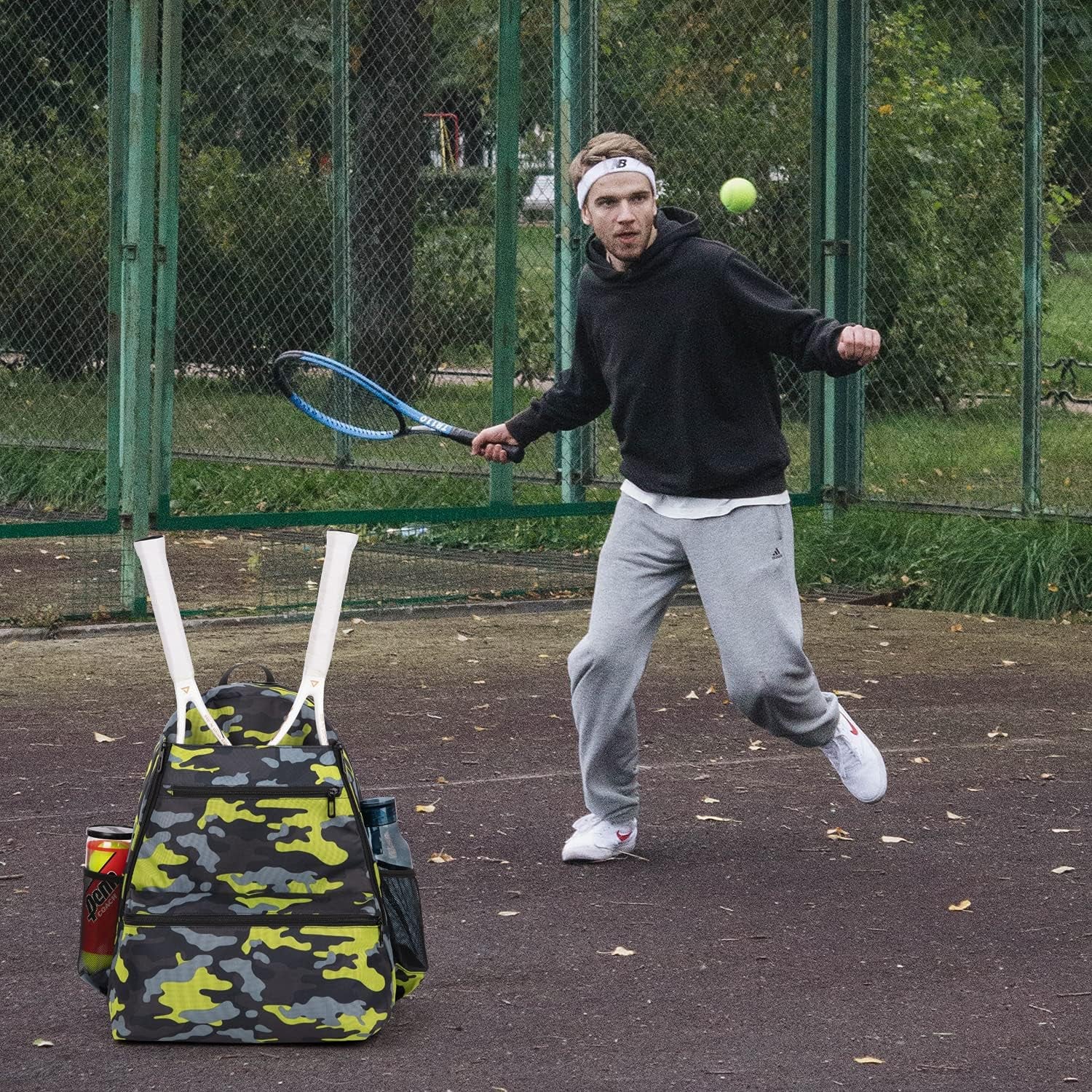 2 Tennis Racquet Backpack Tennis Bags for Women and Men, Sports Carrying Bag Hold Tennis Racket, Pickleball Paddles, Badminton Racquet, Squash Racquet and Other Accessories (Camouflage)