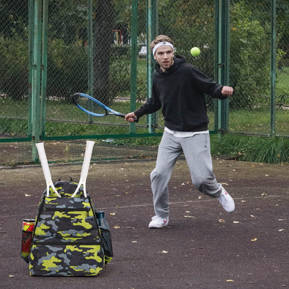 2 Tennis Racquet Backpack Tennis Bags for Women and Men, Sports Carrying Bag Hold Tennis Racket, Pickleball Paddles, Badminton Racquet, Squash Racquet and Other Accessories (Camouflage)