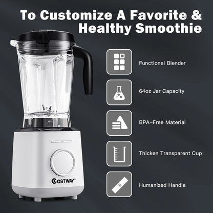 1500W Countertop Smoothies Blender 10 Speed W/ 6 Pre-Setting Programs