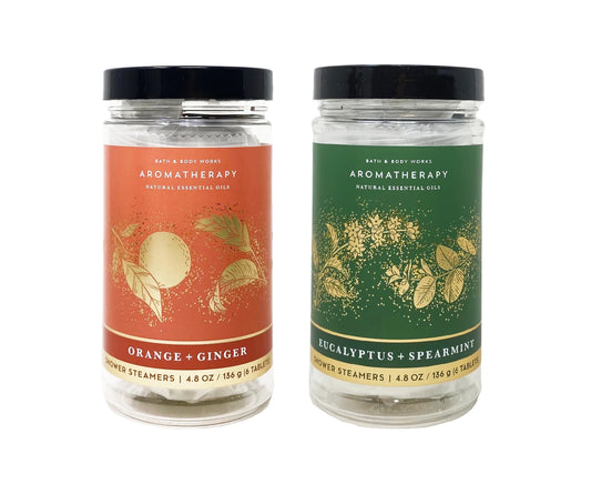 Aromatherapy Eucalyptus + Spearmint and Orange + Ginger Shower Steamers Set - Set of 2