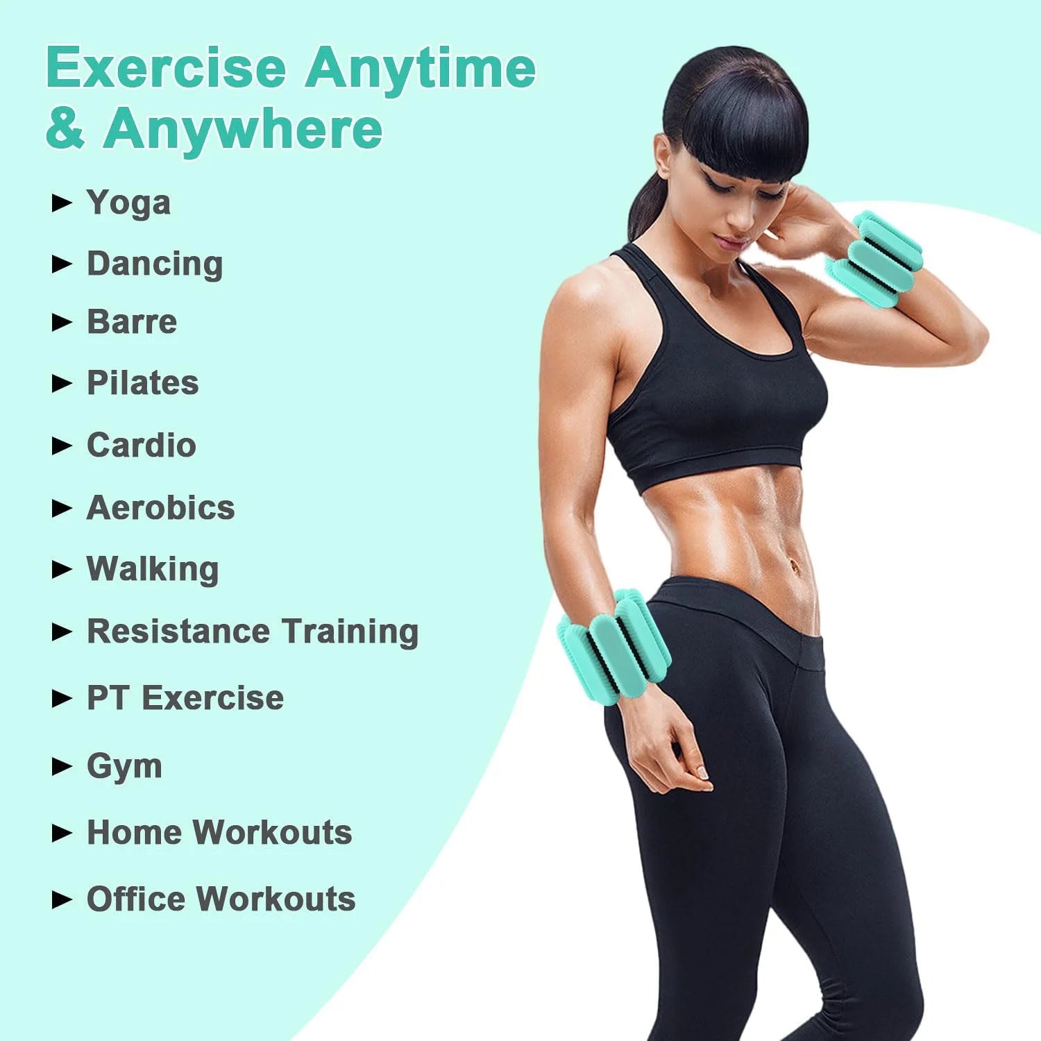 Ankle & Wrist Weights Set Fitness Essential 2Lb Adjustable Green Wrist Weight Bracelets 1 Pair