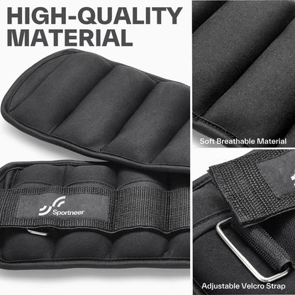 Adjustable Ankle Weights for Women and Men 7 Lbs/Pair Adjustable Leg Weights with Secure Straps, Strength Training Weighted for Yoga, Walking, Running, Aerobics, Gym, Physical Therapy